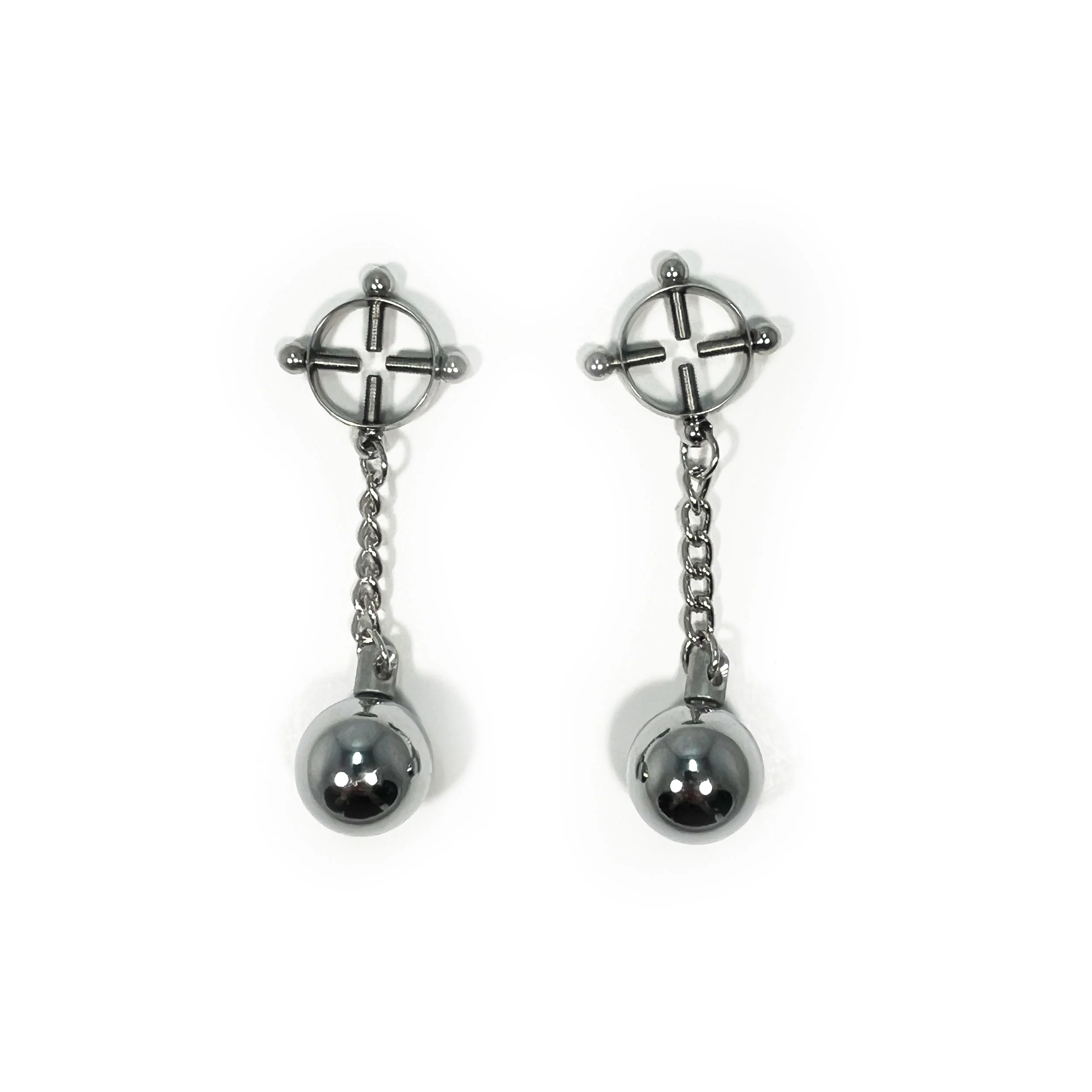 Adjustable 4-Way Screw Weighted Nipple Clamps by Fetish Pleasure Play