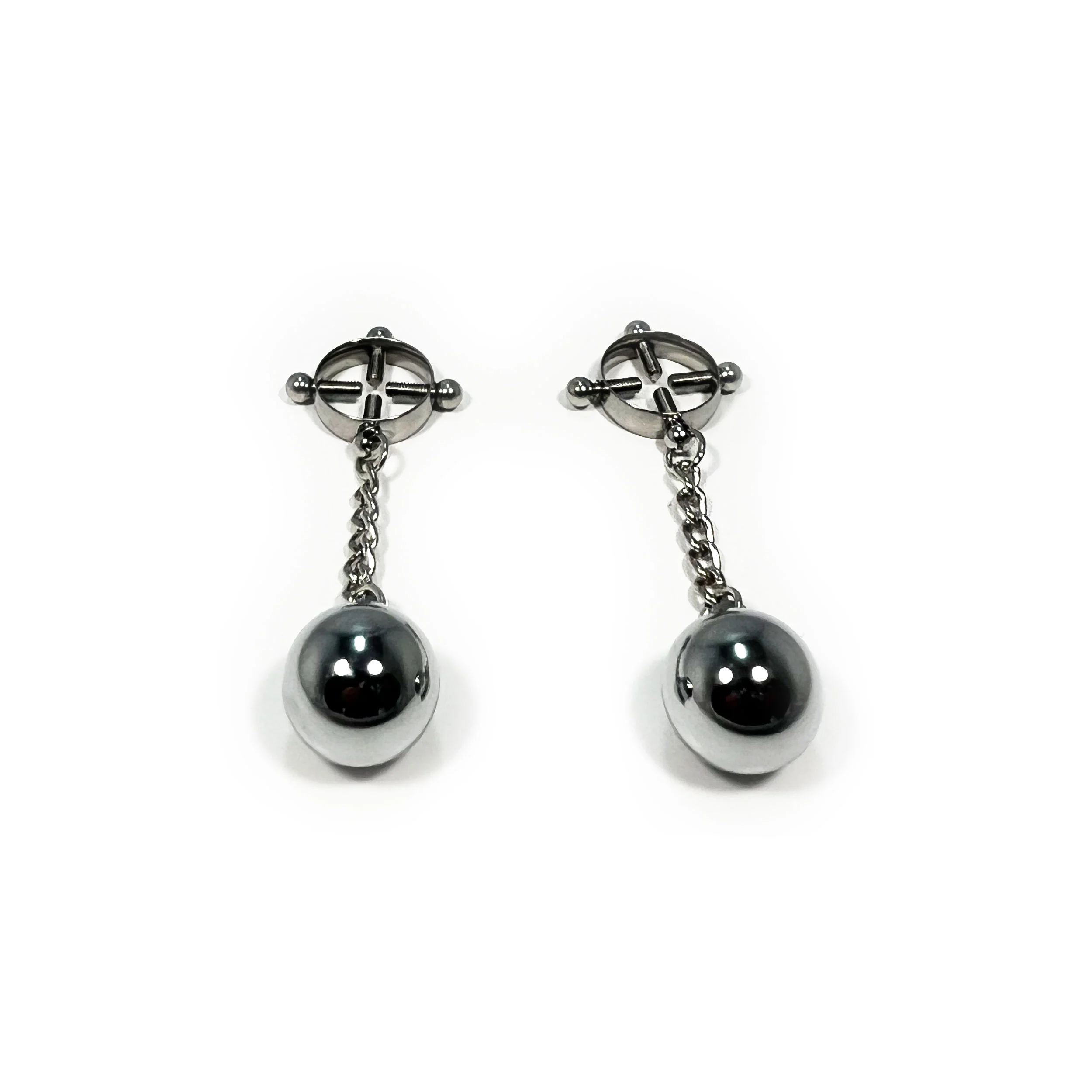 Adjustable 4-Way Screw Weighted Nipple Clamps by Fetish Pleasure Play - Image 2