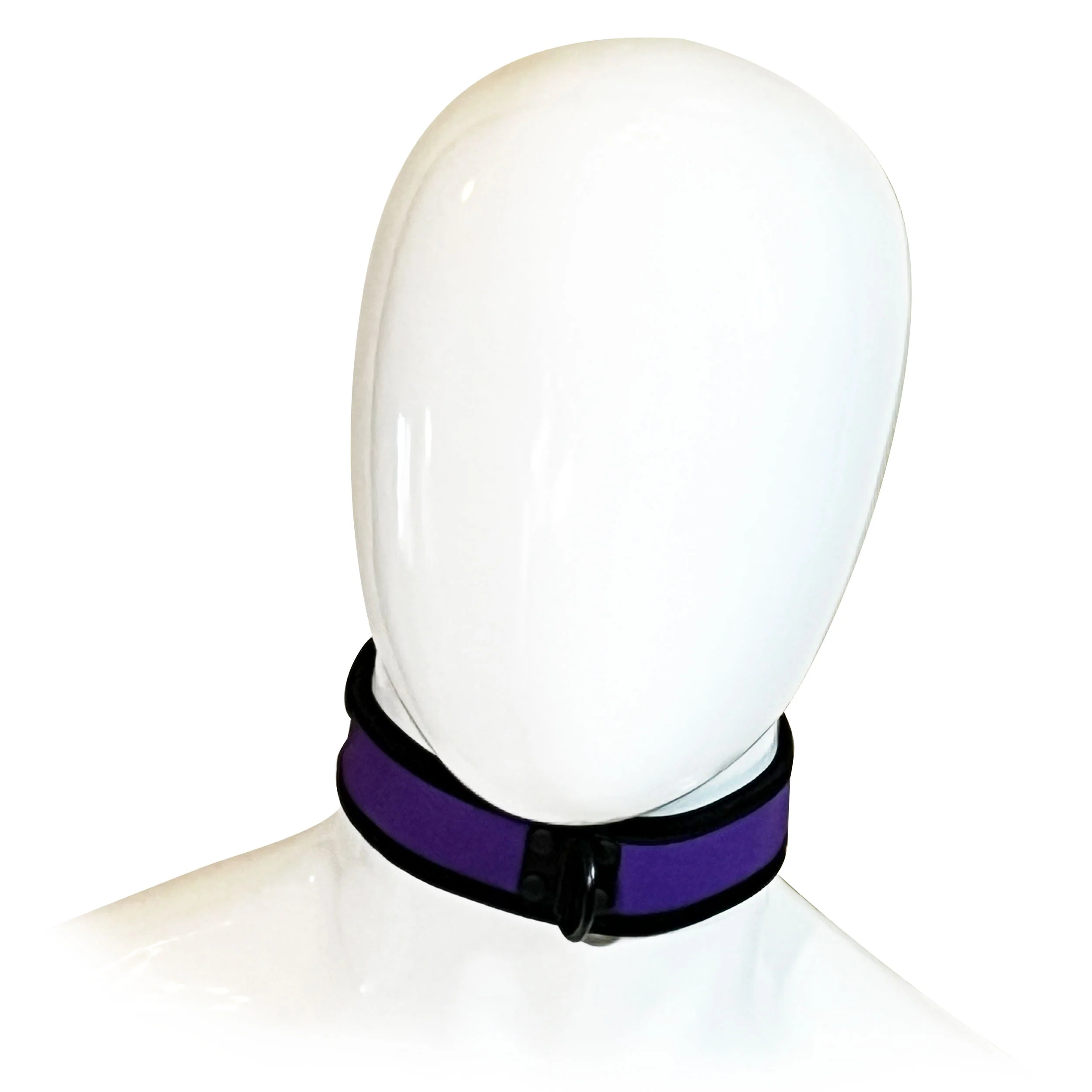 Adjustable Neoprene Collar with D-Ring by Fetish Pleasure Play in Purple - Image 2