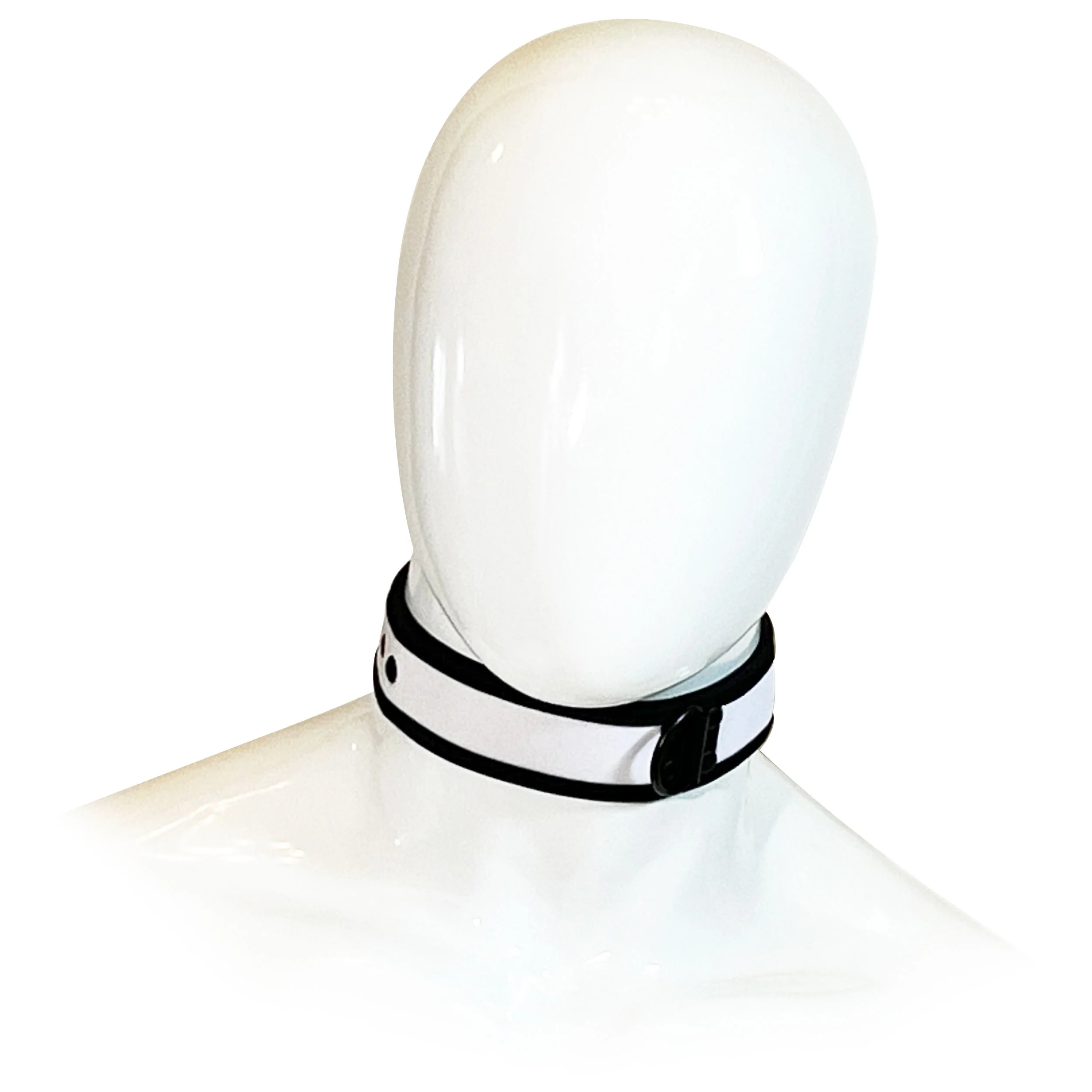 Adjustable Neoprene Collar with D-Ring by Fetish Pleasure Play in White and Black - Image 3