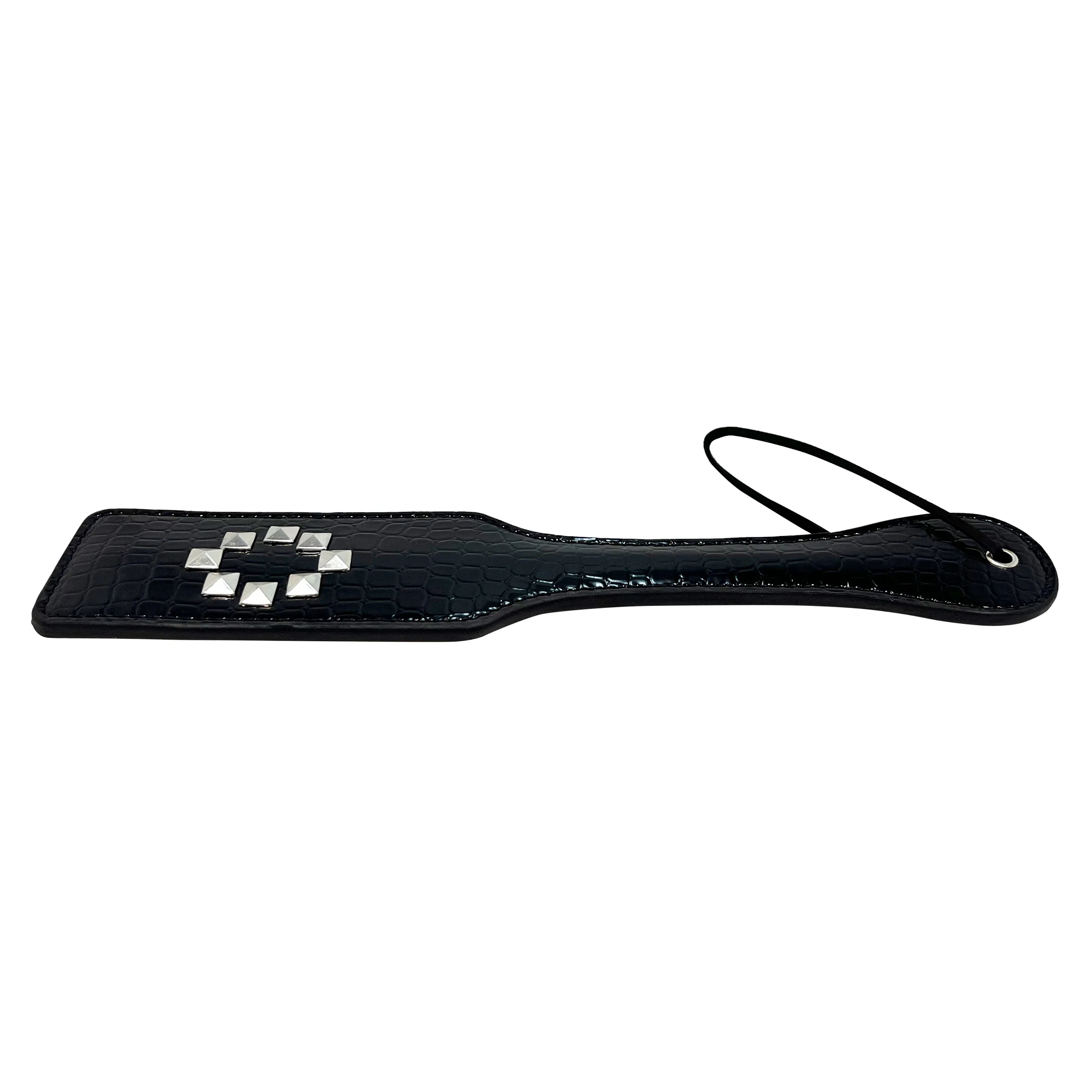 Alligator Textured Paddle with Studded O by Fetish Pleasure Play in Black - Image 2