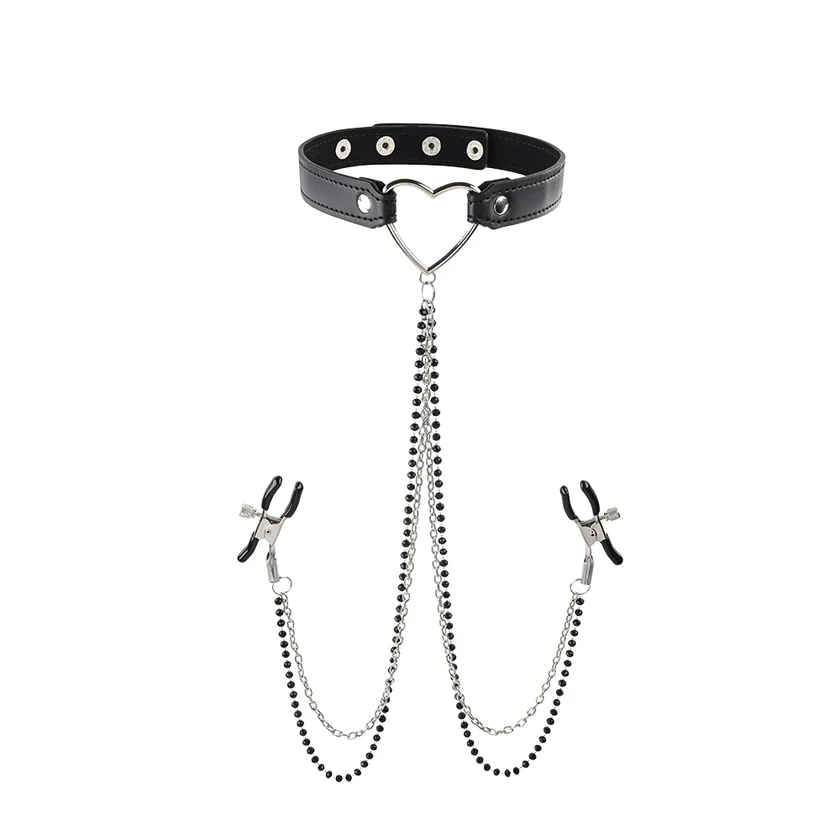 Amor Collar with Nipple Chains and Clamps by Sex & Mischief