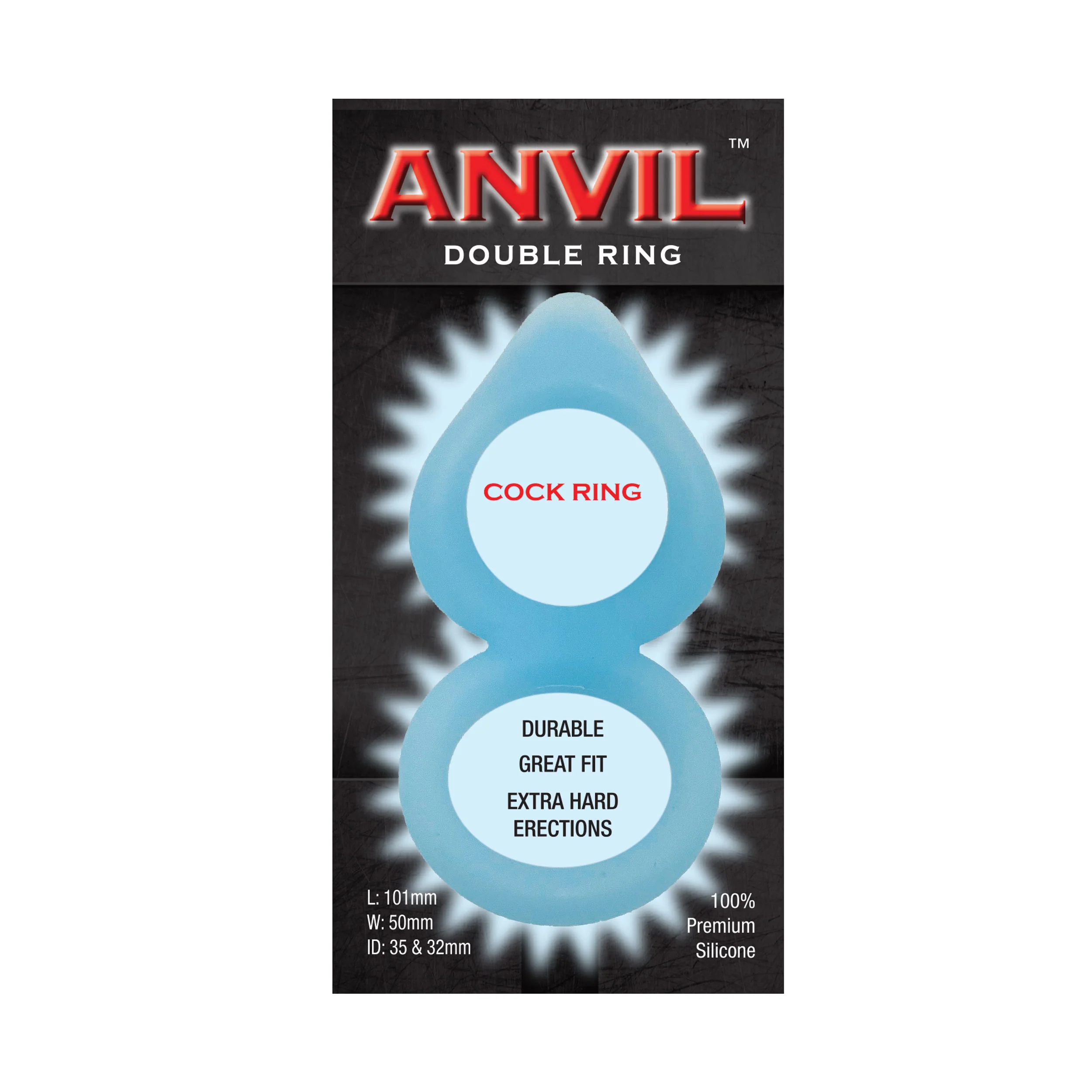 Anvil Glow-in-the-Dark Blue Double Ring - Image 2
