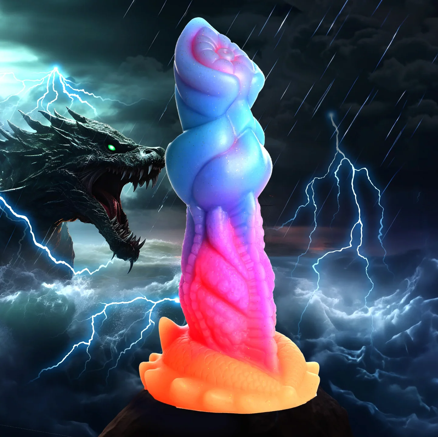 Aqua Cock Glow-In-The-Dark Dildo by Creature Cocks - Image 3