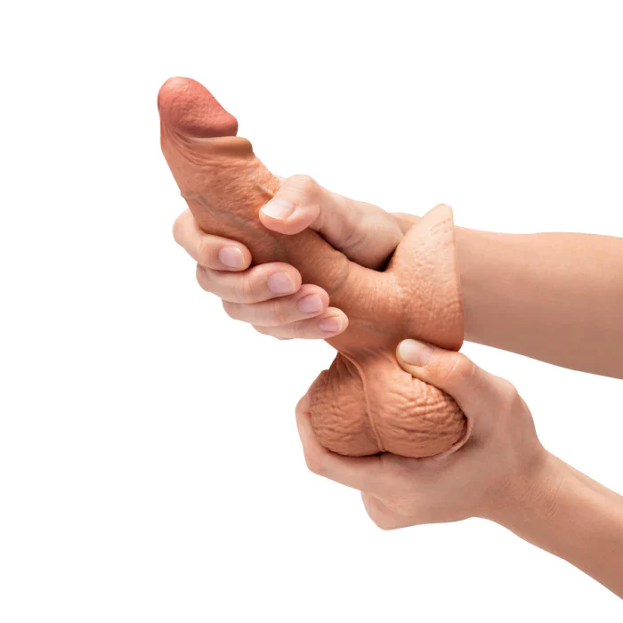 b-Vibe SlipSkin 6" Silicone Girthy Dildo in Mocha - Image 2