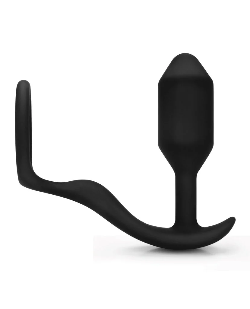 b-Vibe Snug & Tug Weighted Silicone Plug & Penis Ring - Image 2