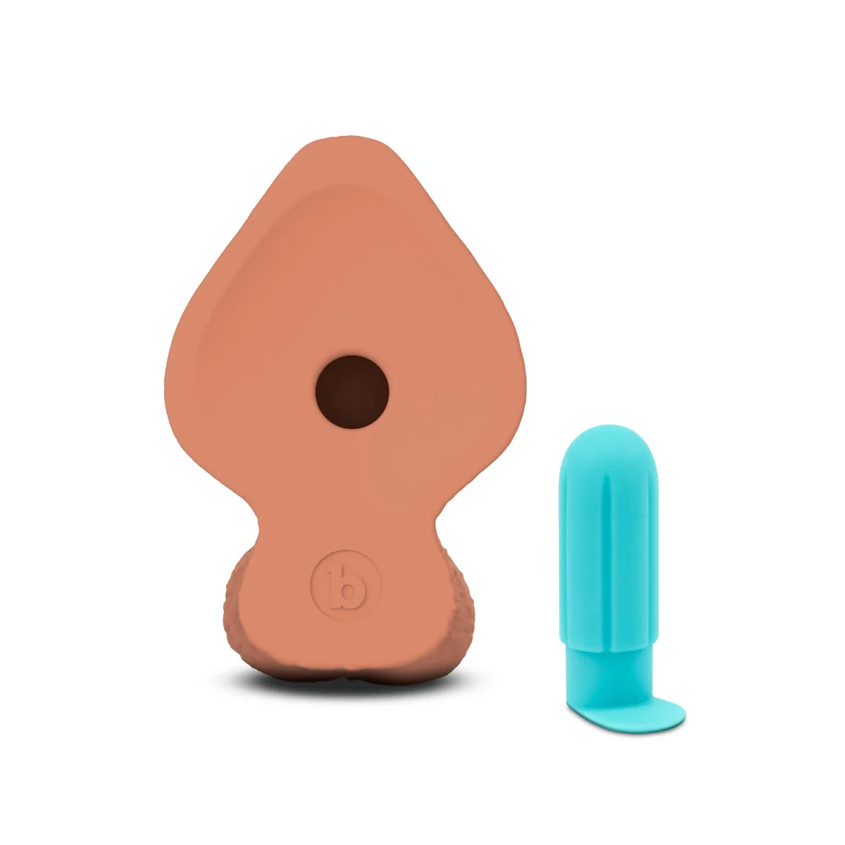 b-Vibe SlipSkin 8" Realistic Silicone Dildo in Girthy Mocha - Image 4