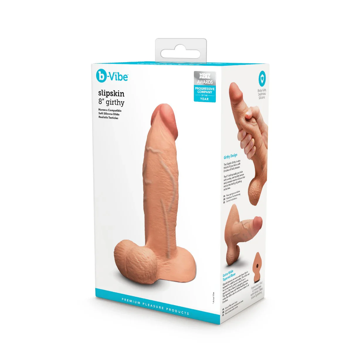 b-Vibe SlipSkin 8" Realistic Silicone Dildo in Girthy Mocha - Image 8