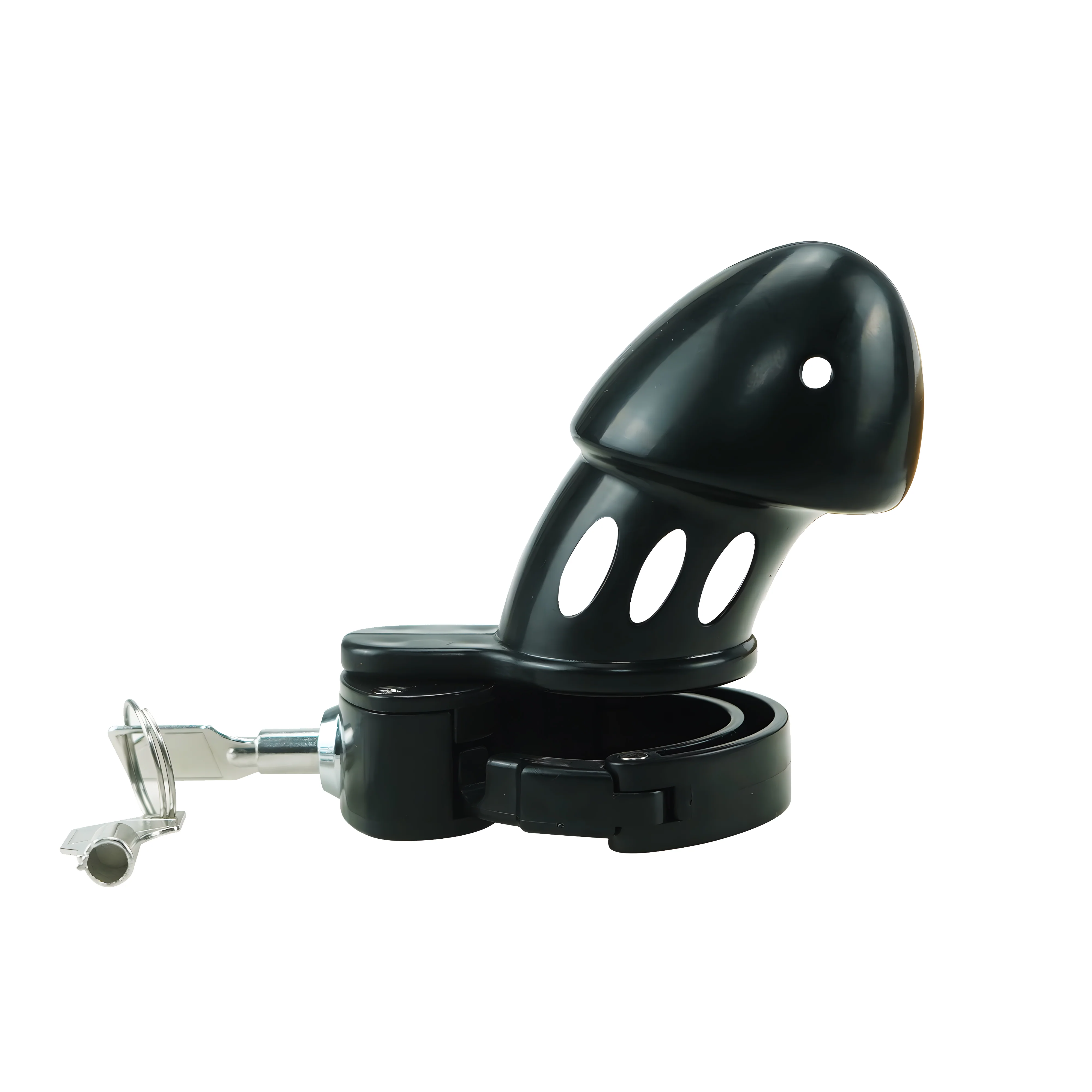 Black ABS Plastic Adjustable Ring Cock Cage Chastity Cage by Metal Pleasure Play - Image 2