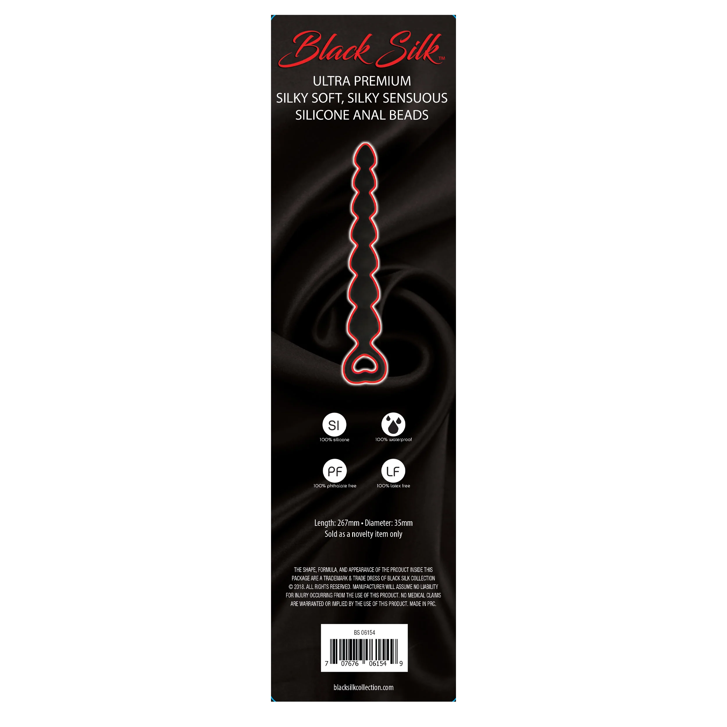 Black Silk Large Anal Beads - Image 3