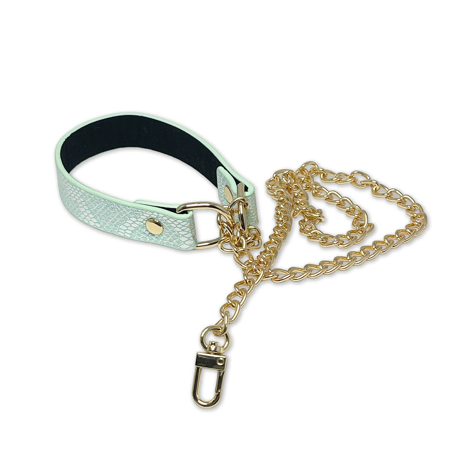 Blue Faux Snakeskin Martingale Collar Choker Necklace by Fetish Pleasure Play - Image 2
