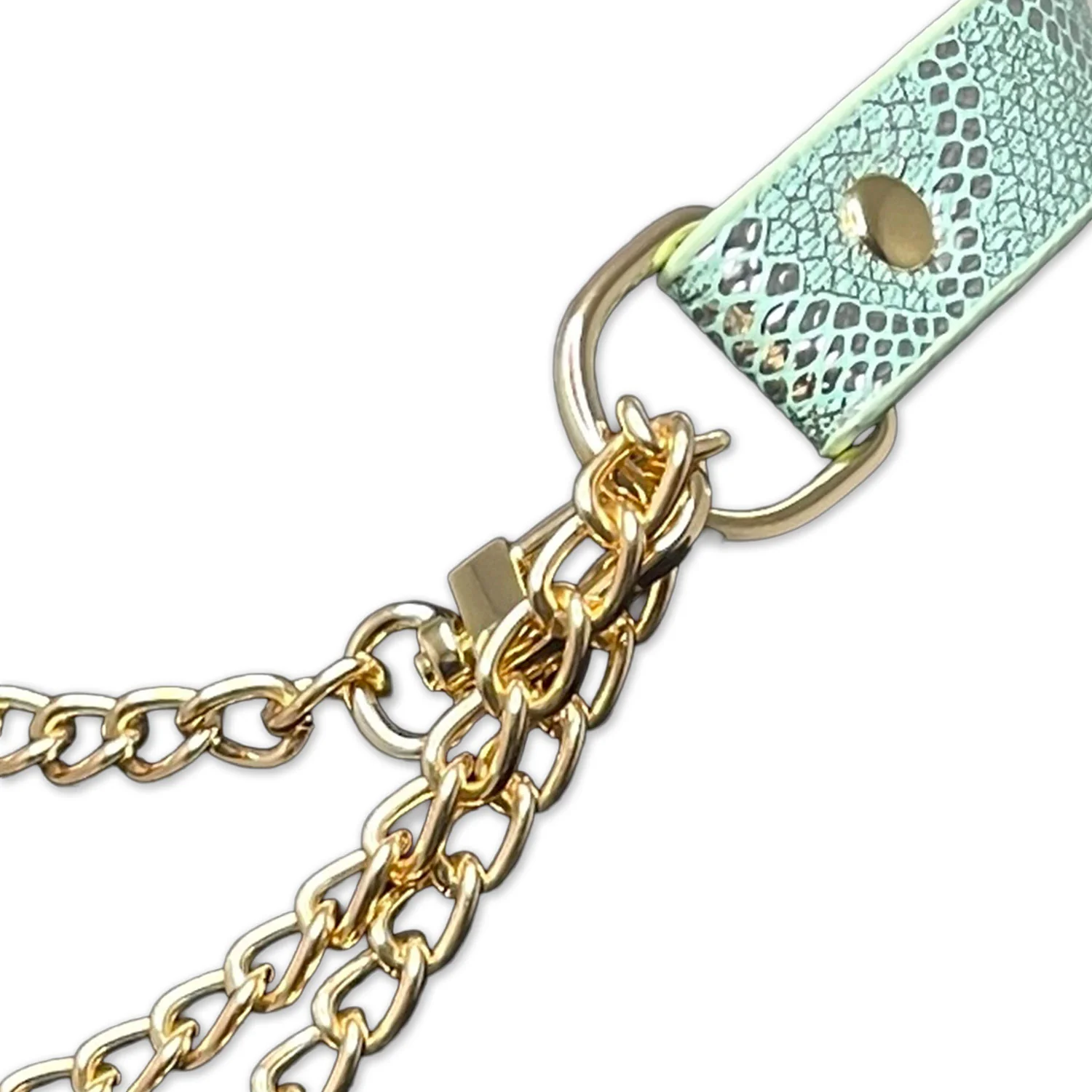 Blue Faux Snakeskin Martingale Collar Choker Necklace by Fetish Pleasure Play - Image 3