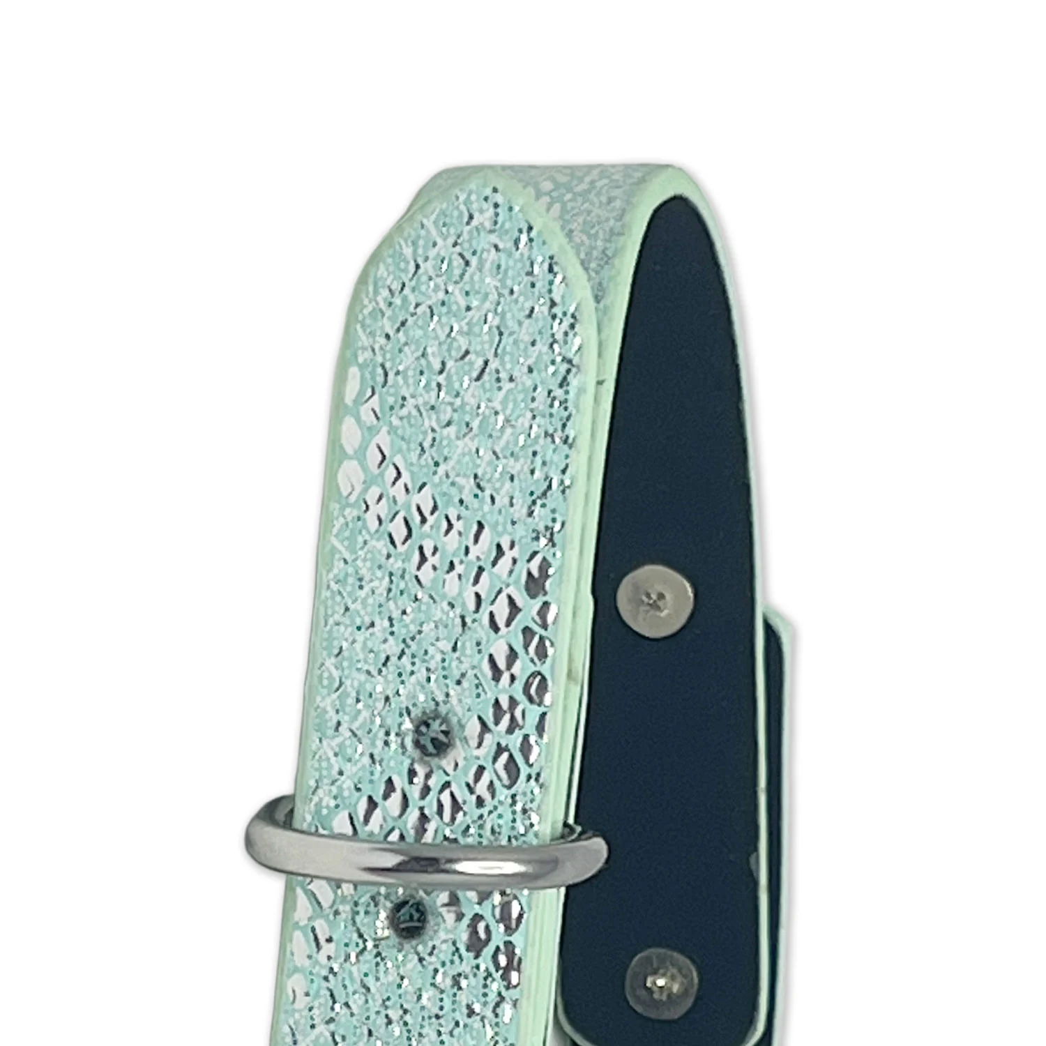 Blue Faux Snakeskin Clasp Collar by Fetish Pleasure Play - Image 2
