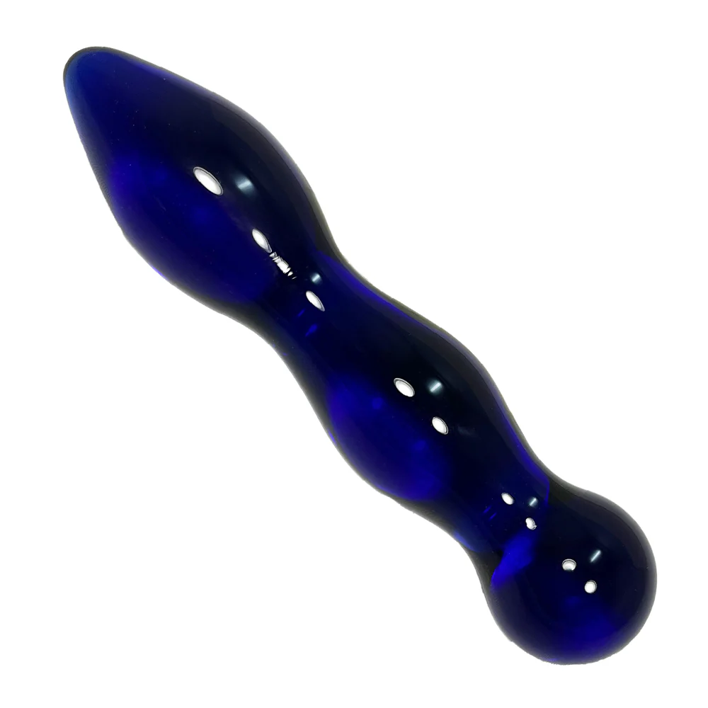 BLUE GLASS CURVY SWELLS TAPERED TIP DILDO - Image 2
