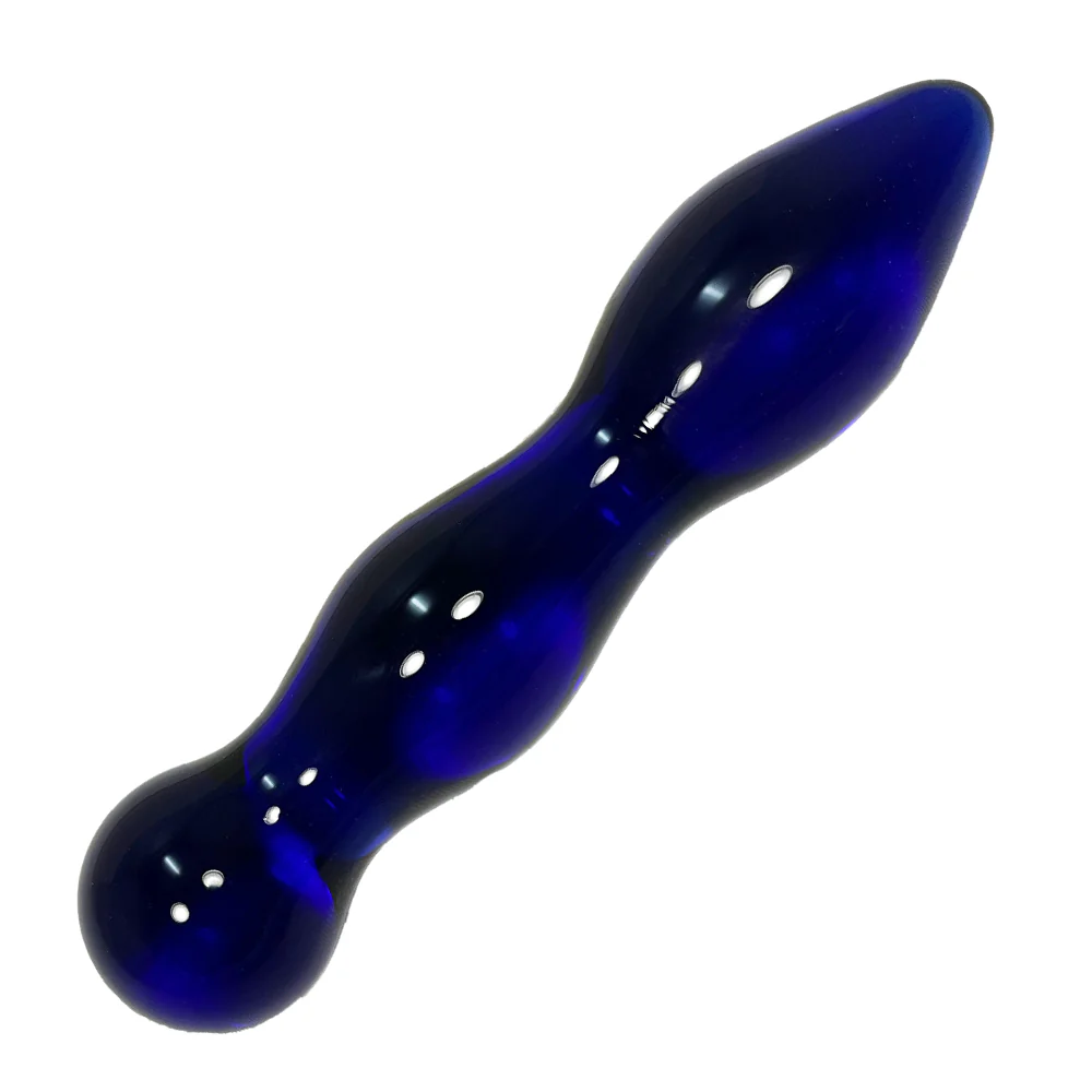 BLUE GLASS CURVY SWELLS TAPERED TIP DILDO - Image 3