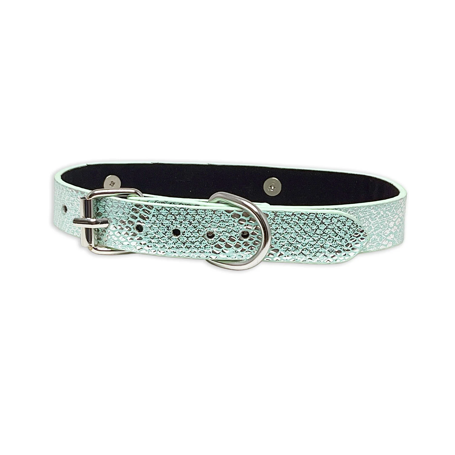 Blue-Green Snakeskin Collar with Shuriken Star Pendant by Fetish Pleasure Play - Image 2