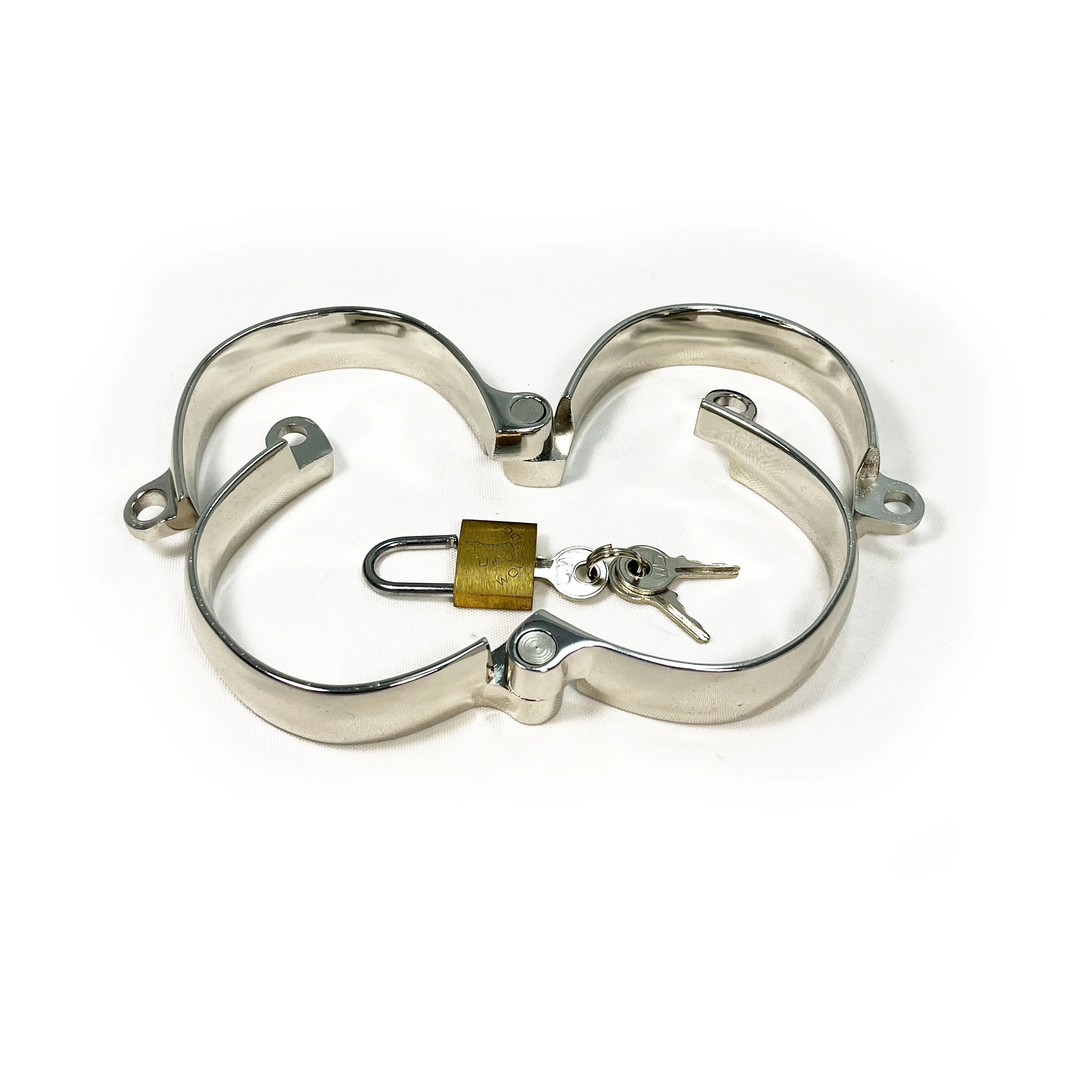 BONDAGE METAL SHACKLE LOCKABLE FEMALE WRIST RESTRAINTS FOR FETISH KINK PLAY - Large - Image 3