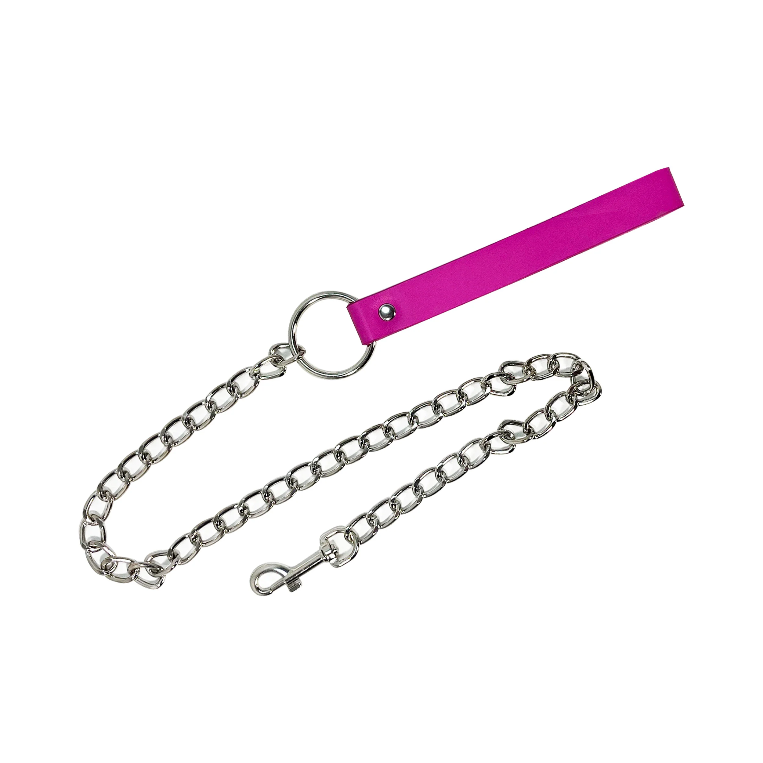 Chain Leash with Wrist Strap by Fetish Pleasure Play in Pink - Image 2