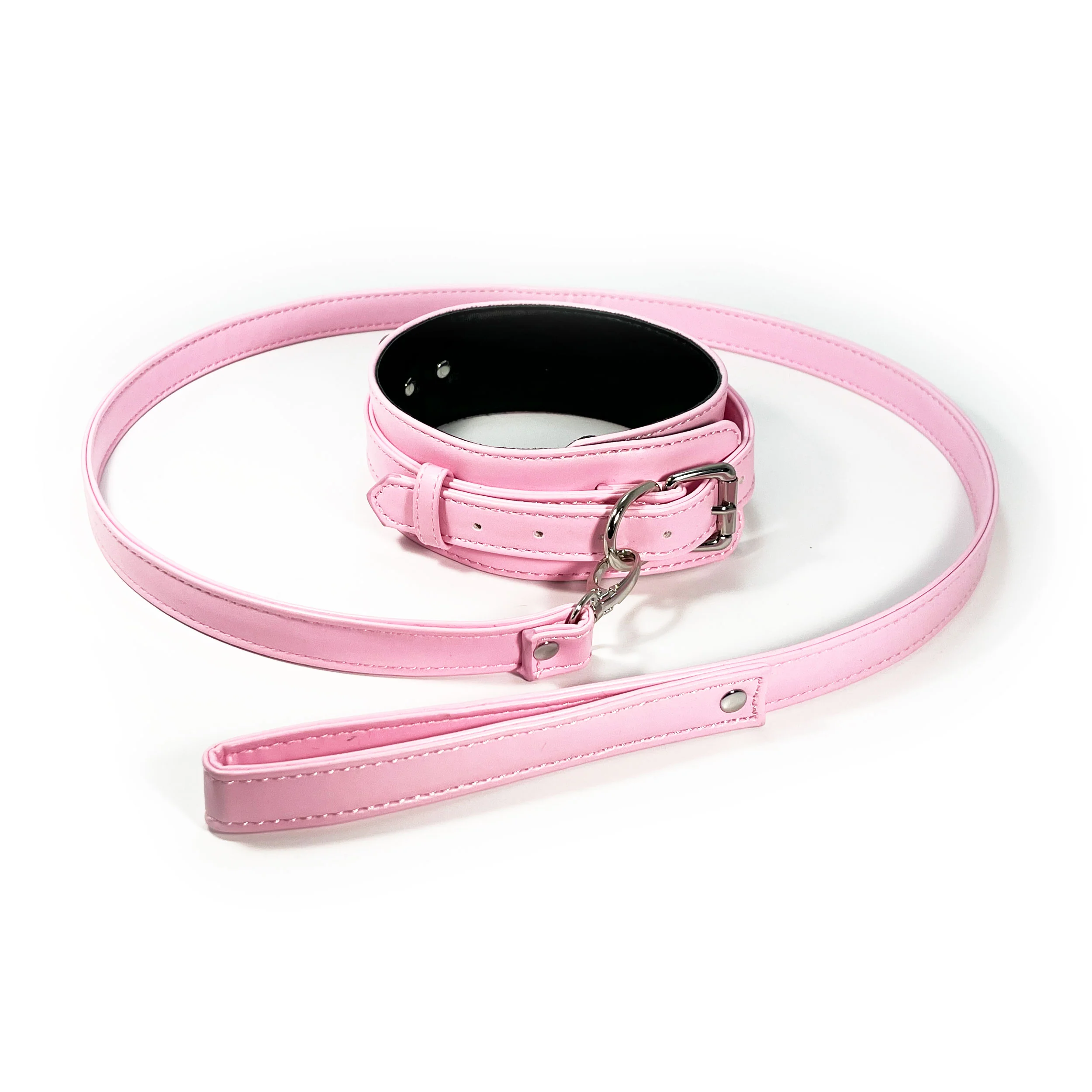 Collar and Leash Set by Fetish Pleasure Play in Pink