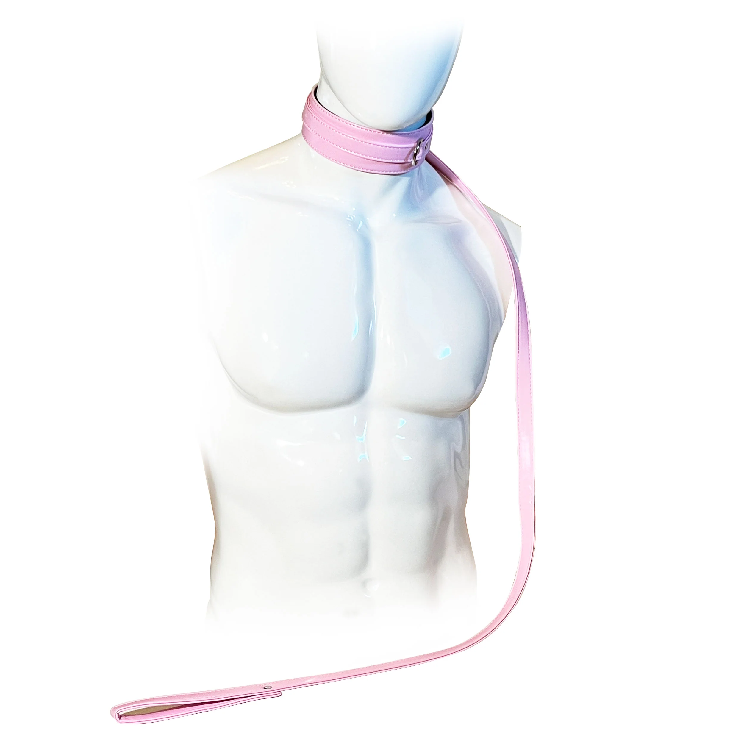 Collar and Leash Set by Fetish Pleasure Play in Pink - Image 2