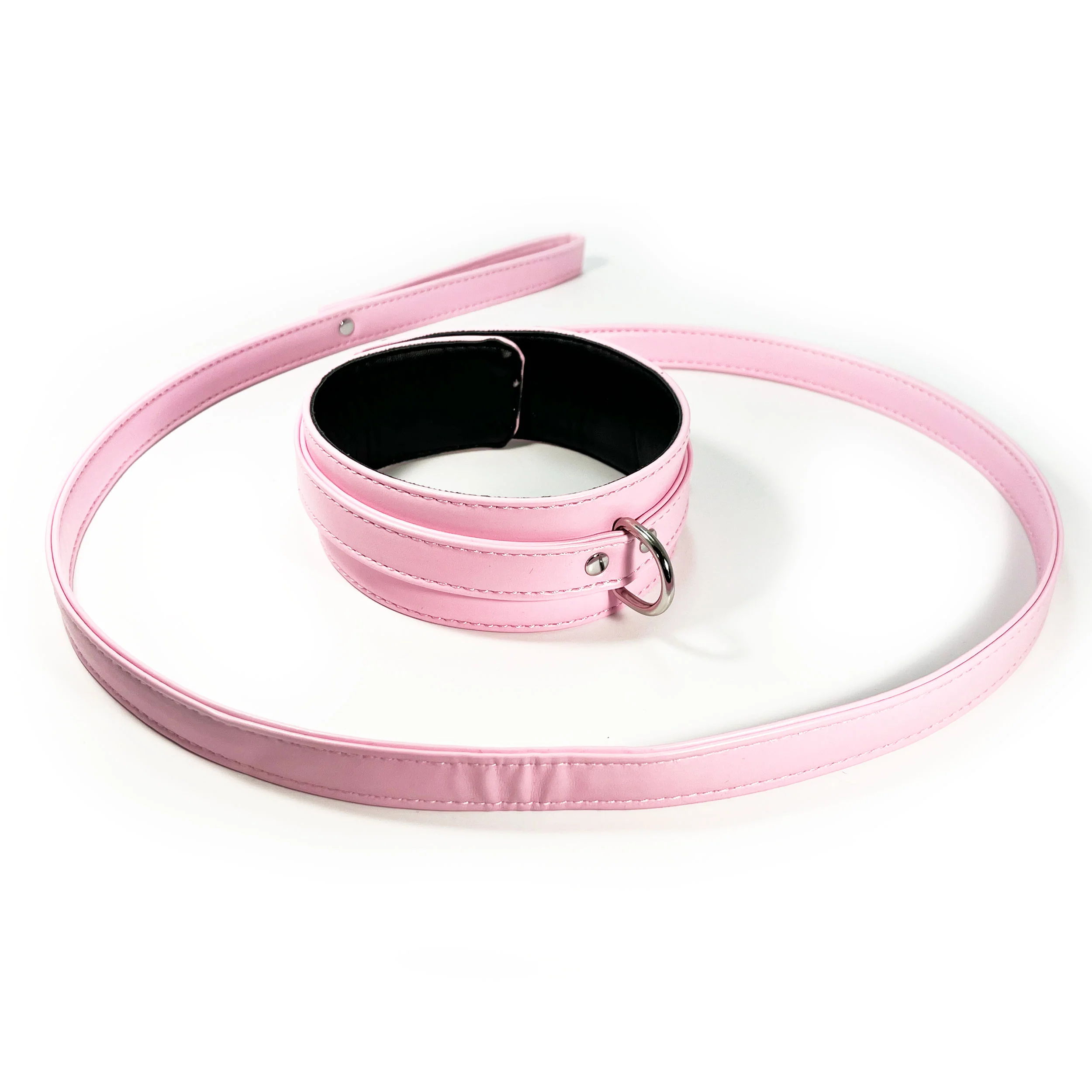 Collar and Leash Set by Fetish Pleasure Play in Pink - Image 3