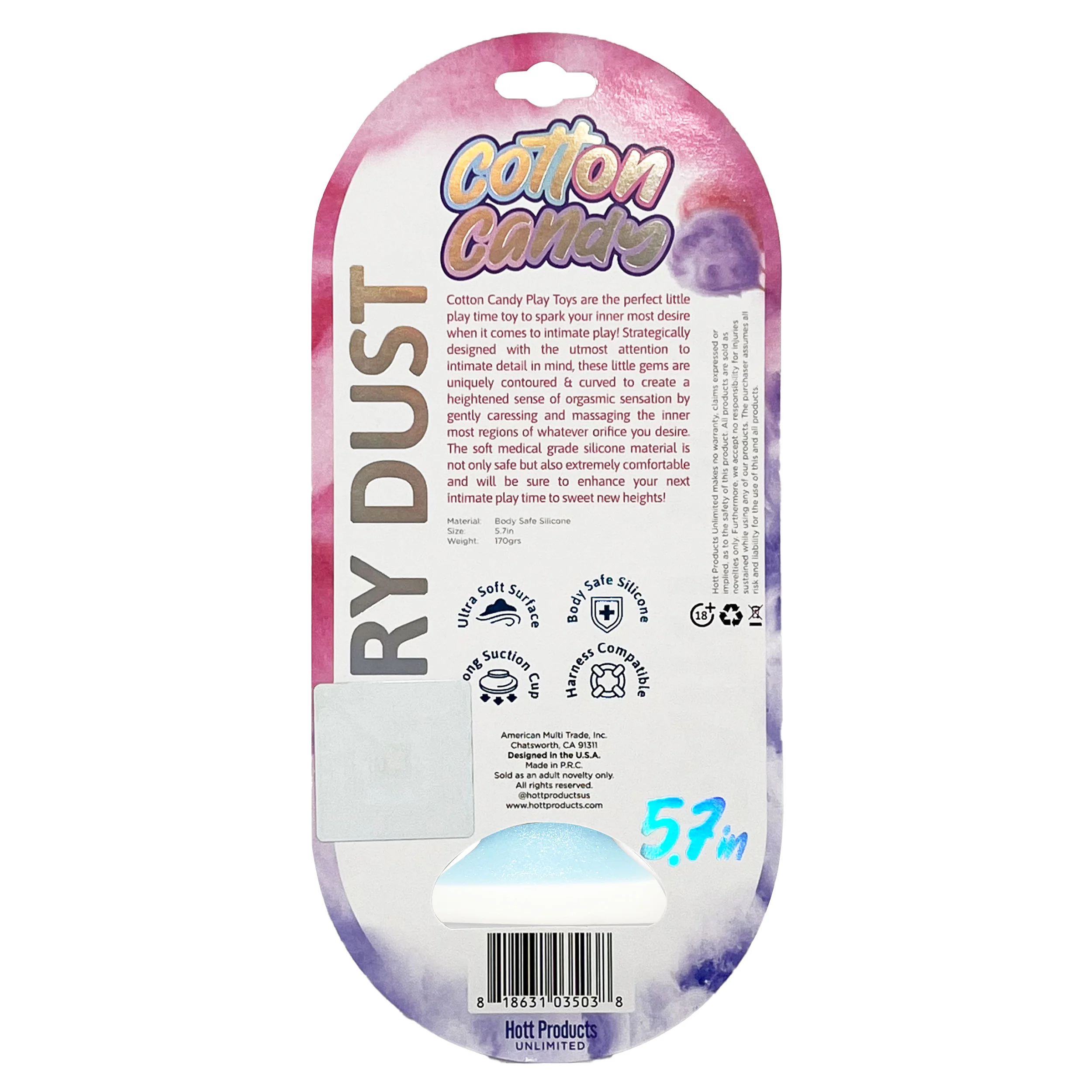 Cotton Candy Fairy Dust 5.7" Suction Cup Dildo - Image 3