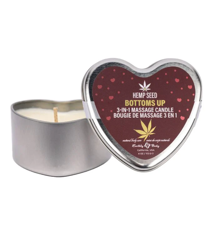 Earthly Body Hemp Seed Bottoms Up 3-In-1 Massage Candle - 4 oz - Image 2