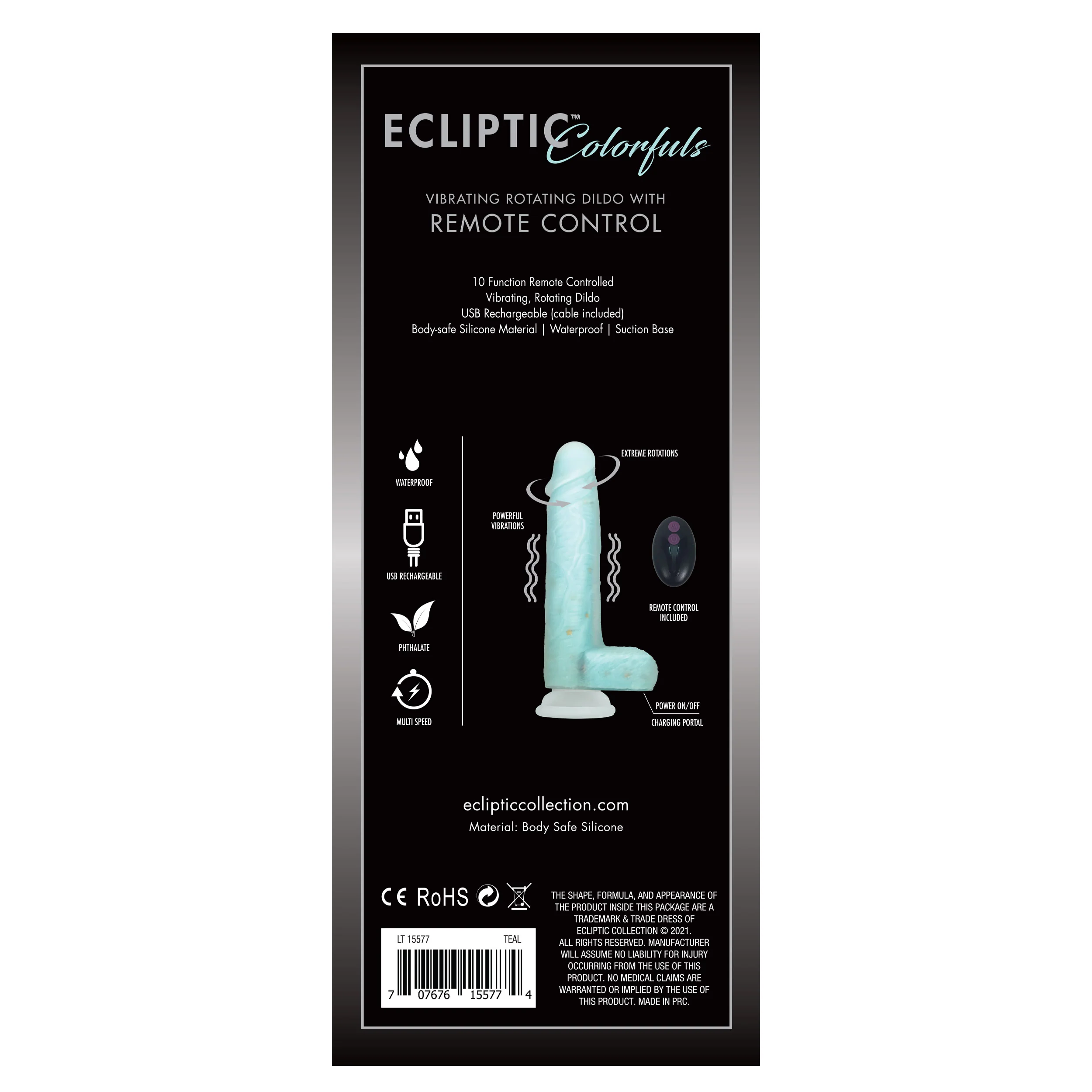 Ecliptic Colorfuls Teal Dildo - Image 3