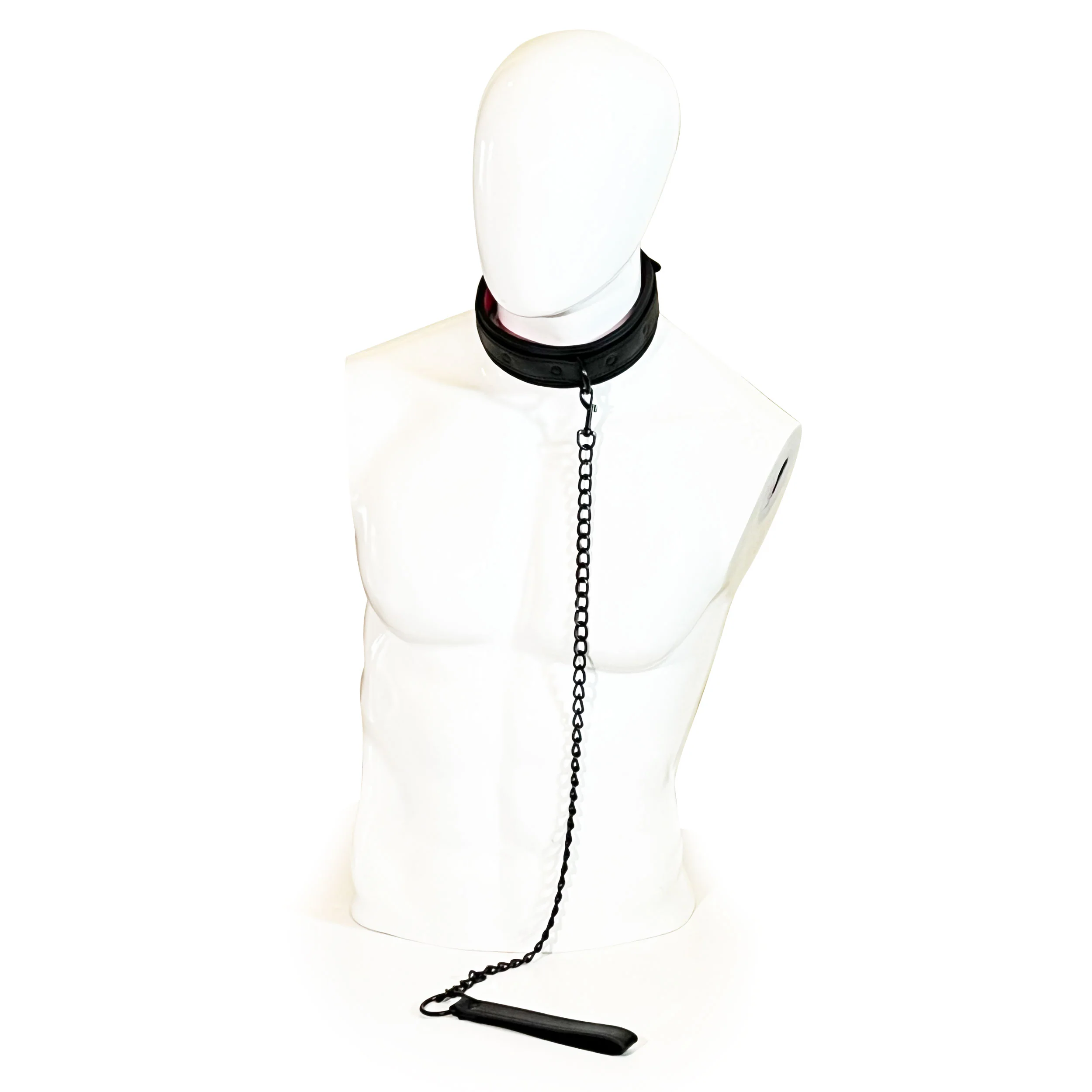 Faux Leather and Neoprene Collar and Chain Leash by Fetish Pleasure Play in Black and Pink