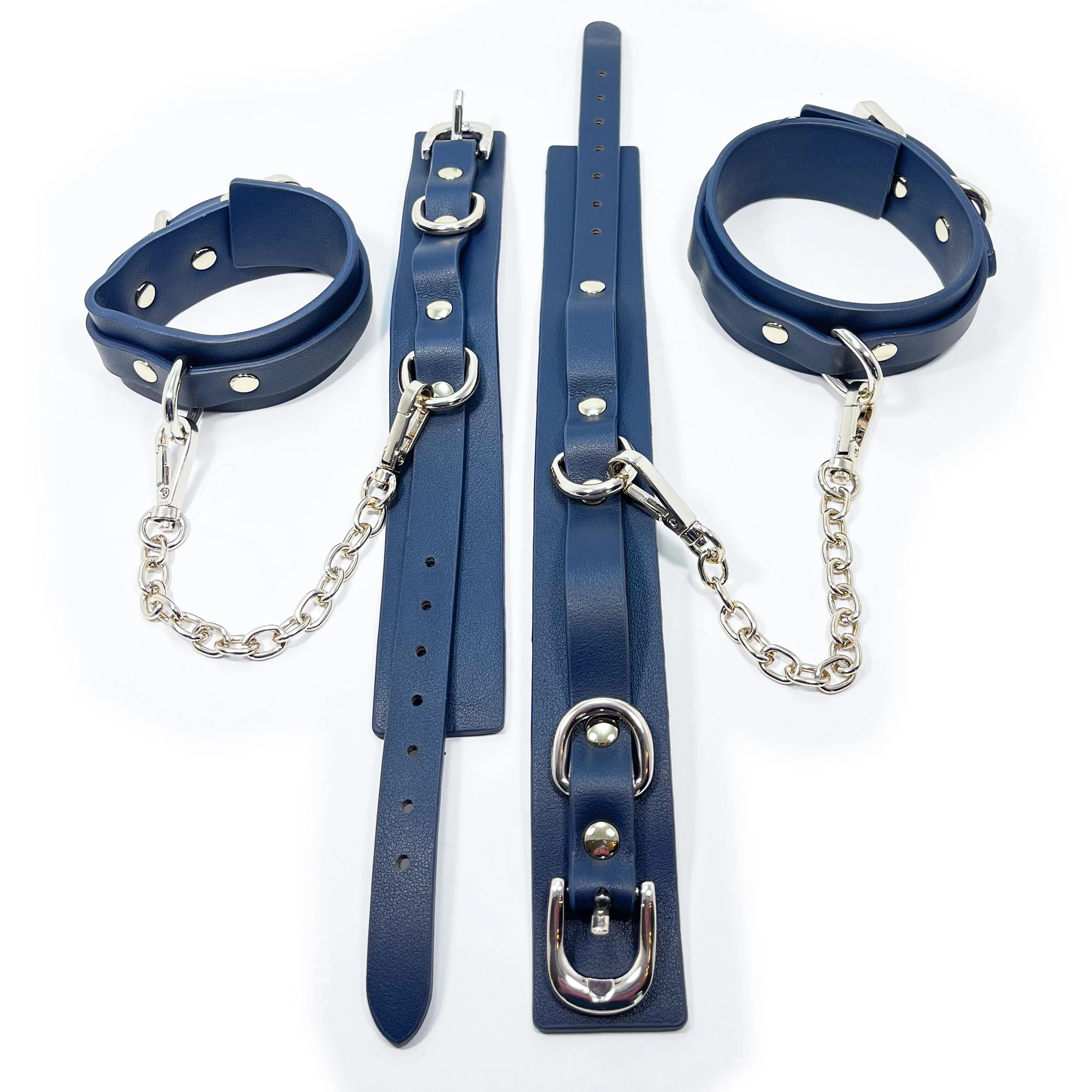 Fetish Pleasure Play Deluxe Leather Bondage Kit - Blue - Image 6
