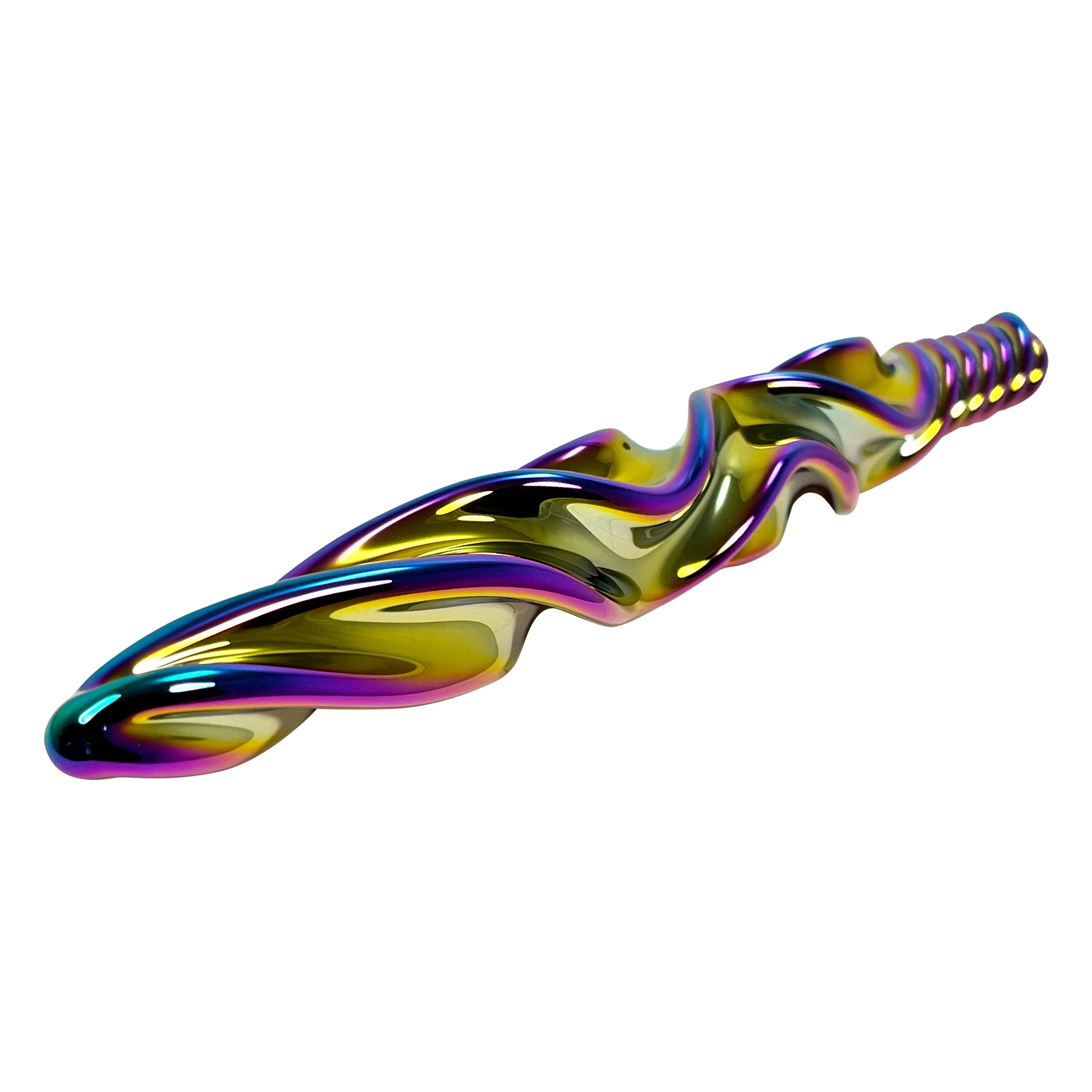 Fetish Pleasure Play Iridescent Glass Ribbed Wand - Image 2