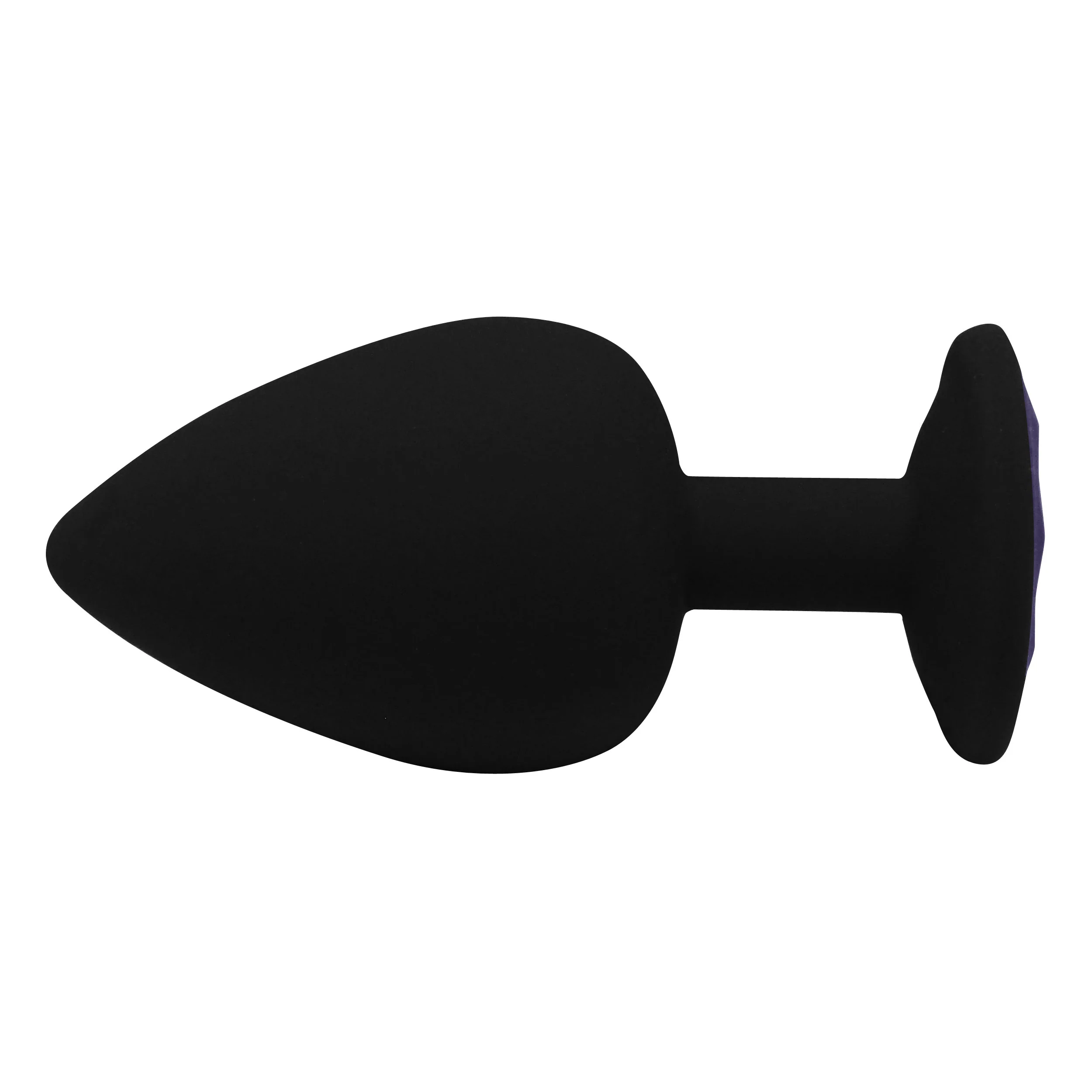 Fetish Pleasure Play Large Black Silicone Light Purple Jewel Butt Plug - Image 2