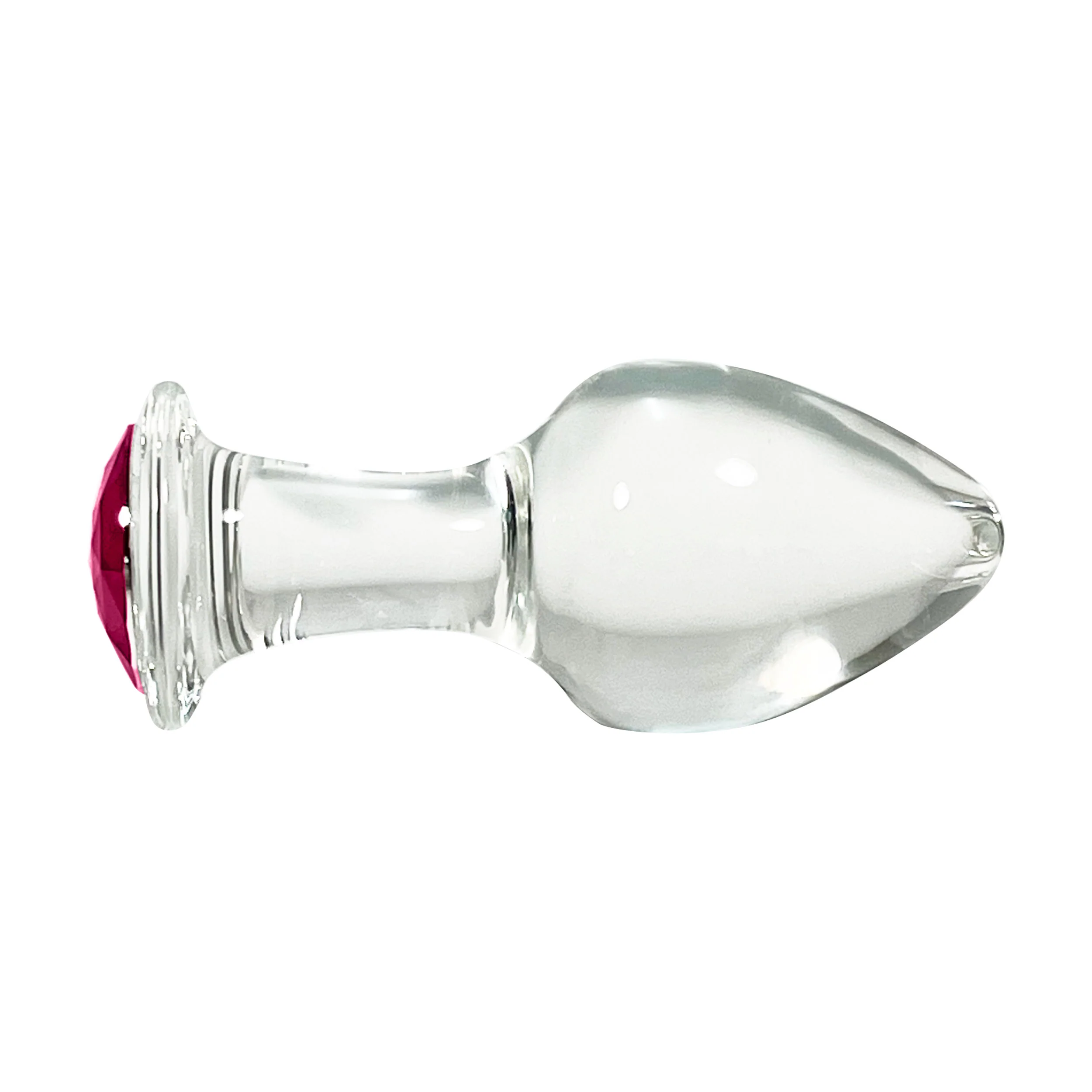 Fetish Pleasure Play Large Glass Pink Jeweled Butt Plug - Image 2