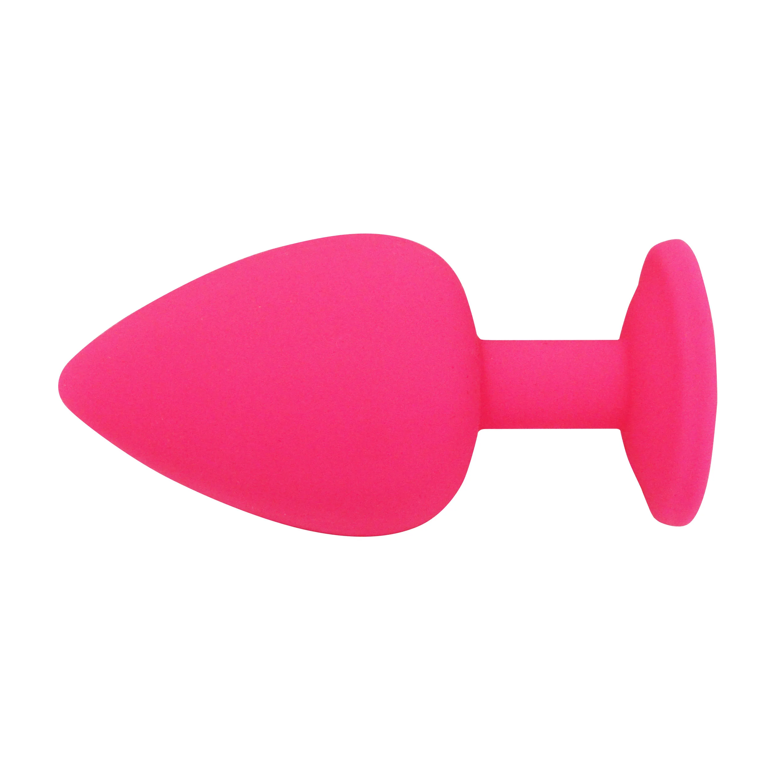 Fetish Pleasure Play Medium Pink Silicone Light Blue Jewel Butt Plug - Image 2
