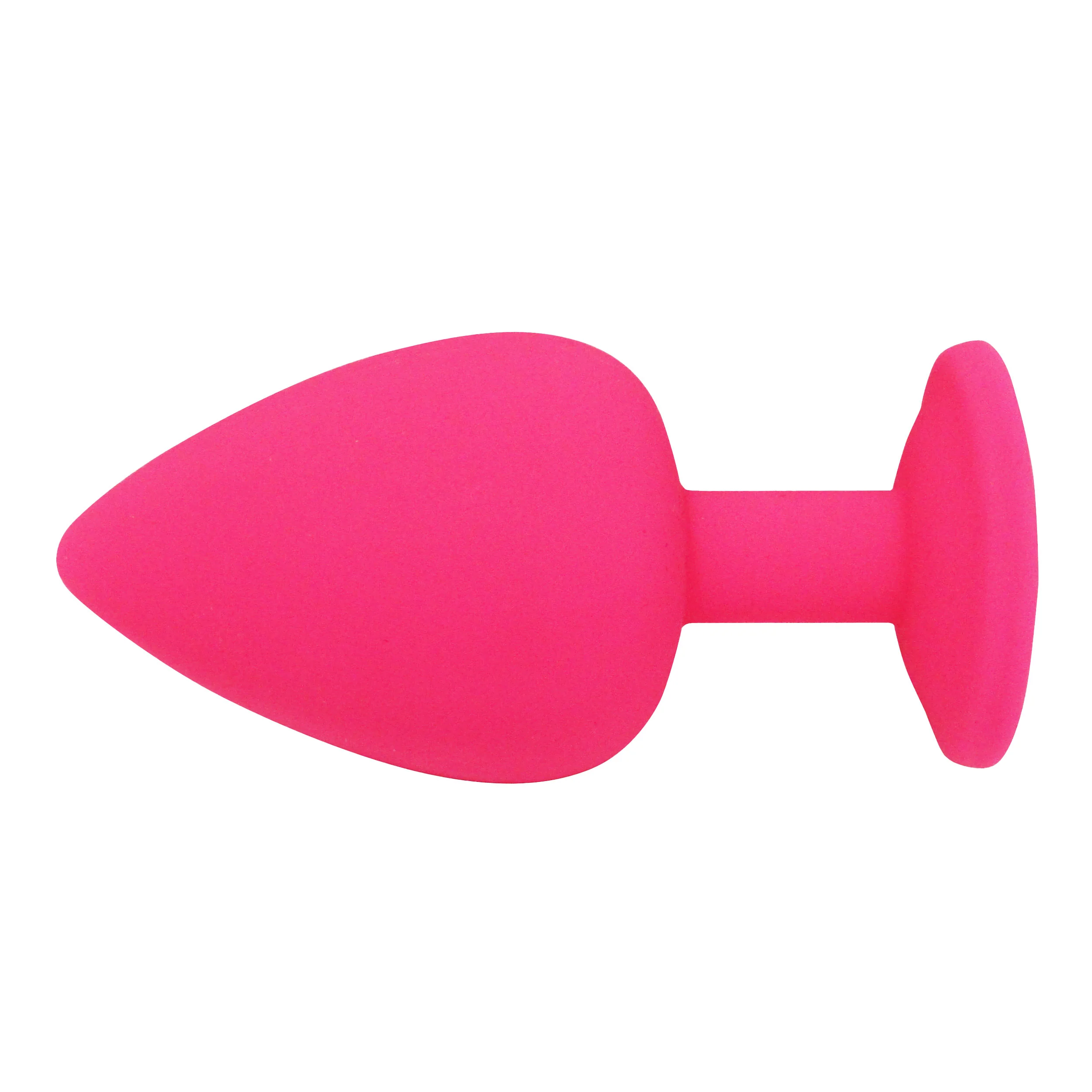 Fetish Pleasure Play Medium Pink Silicone Purple Jewel Butt Plug - Image 2