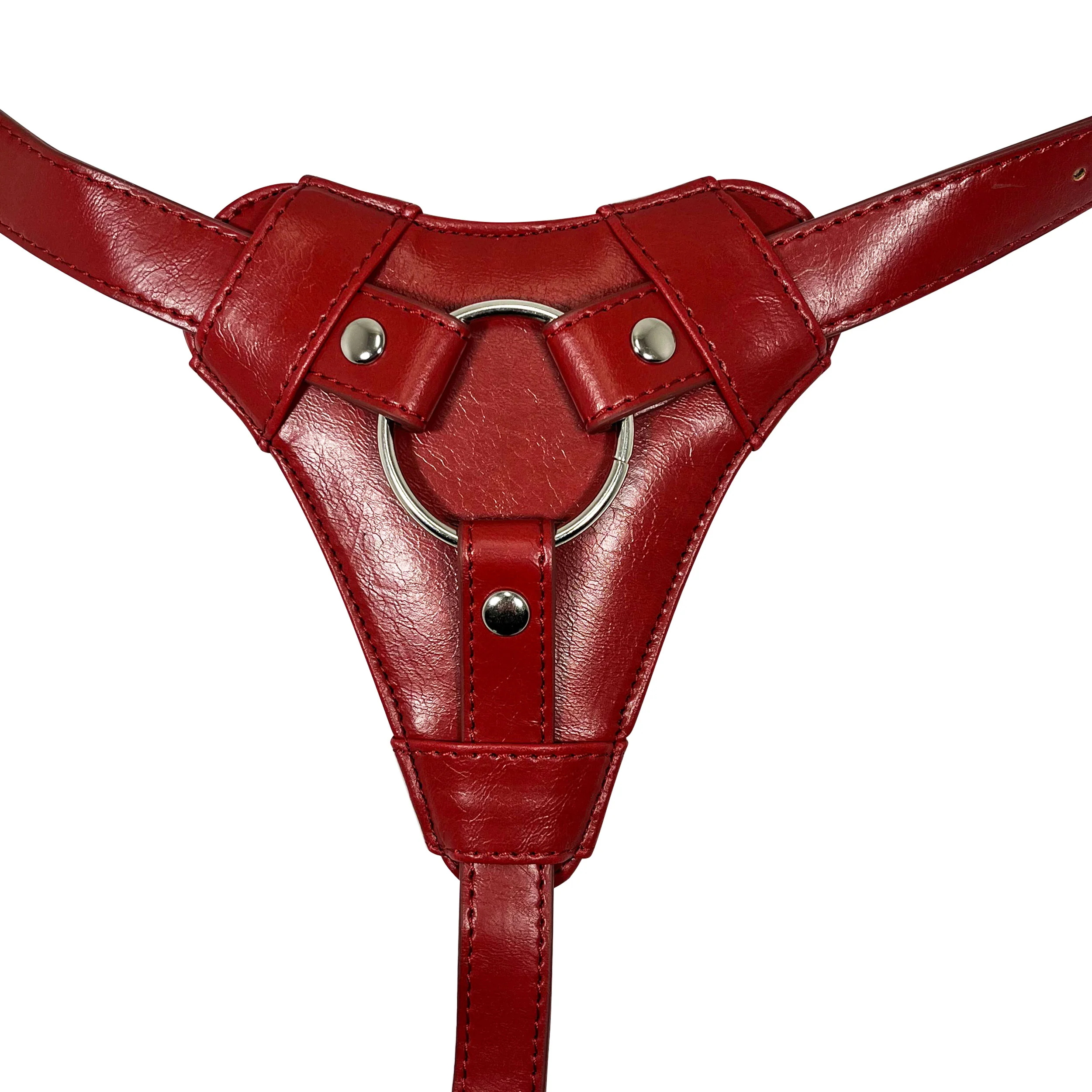 Fetish Pleasure Play Patent Leather Strap-On Harness With 3 Dong Size Rings - Image 3