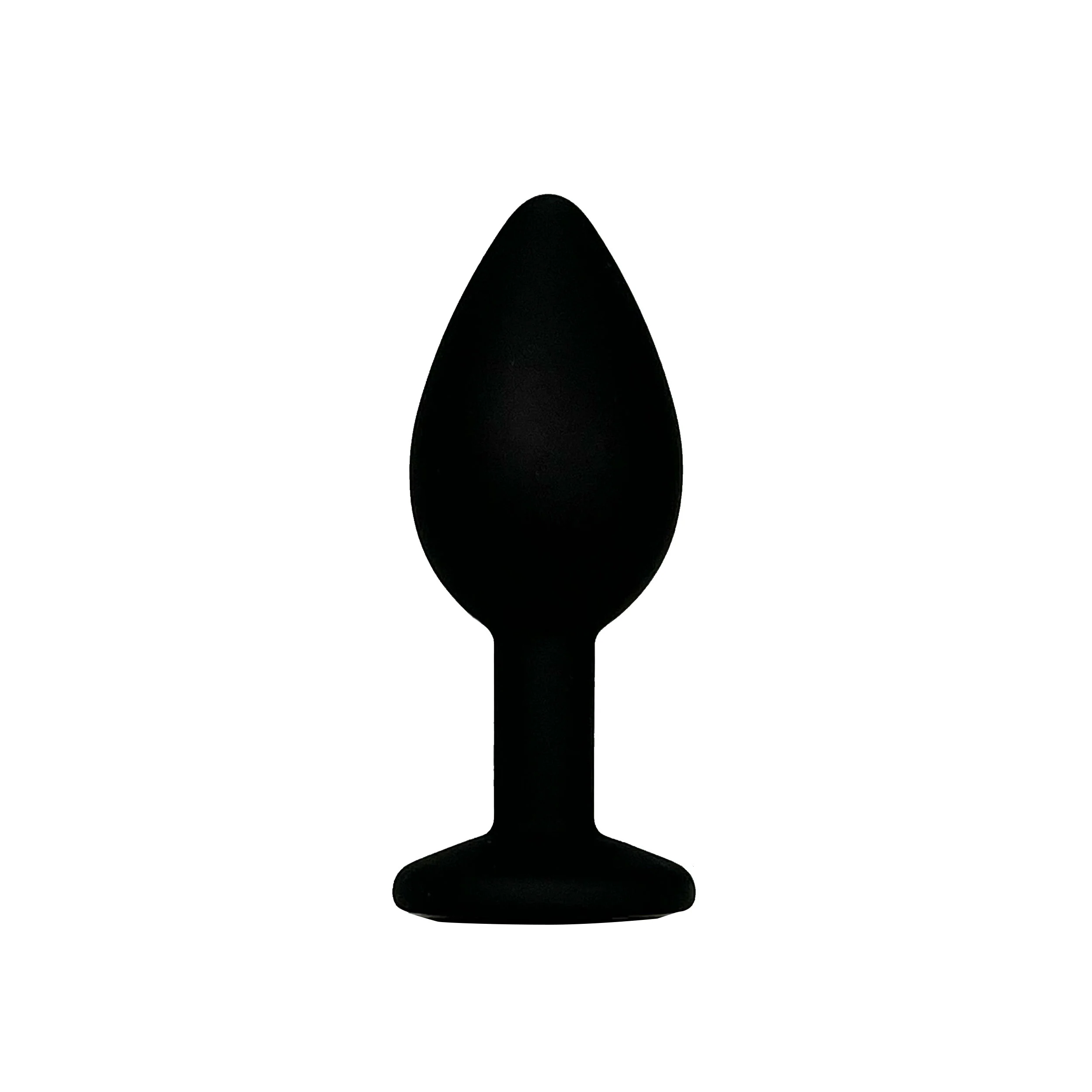FETISH PLEASURE PLAY SILICONE BLACK ANAL PLUG WITH PURPLE JEWELED BASE - Small - Image 2