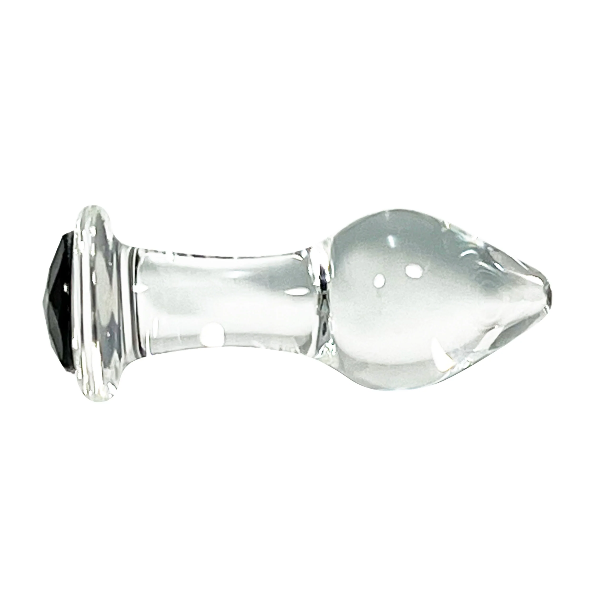 Fetish Pleasure Play Small Glass Black Jeweled Butt Plug - Image 2