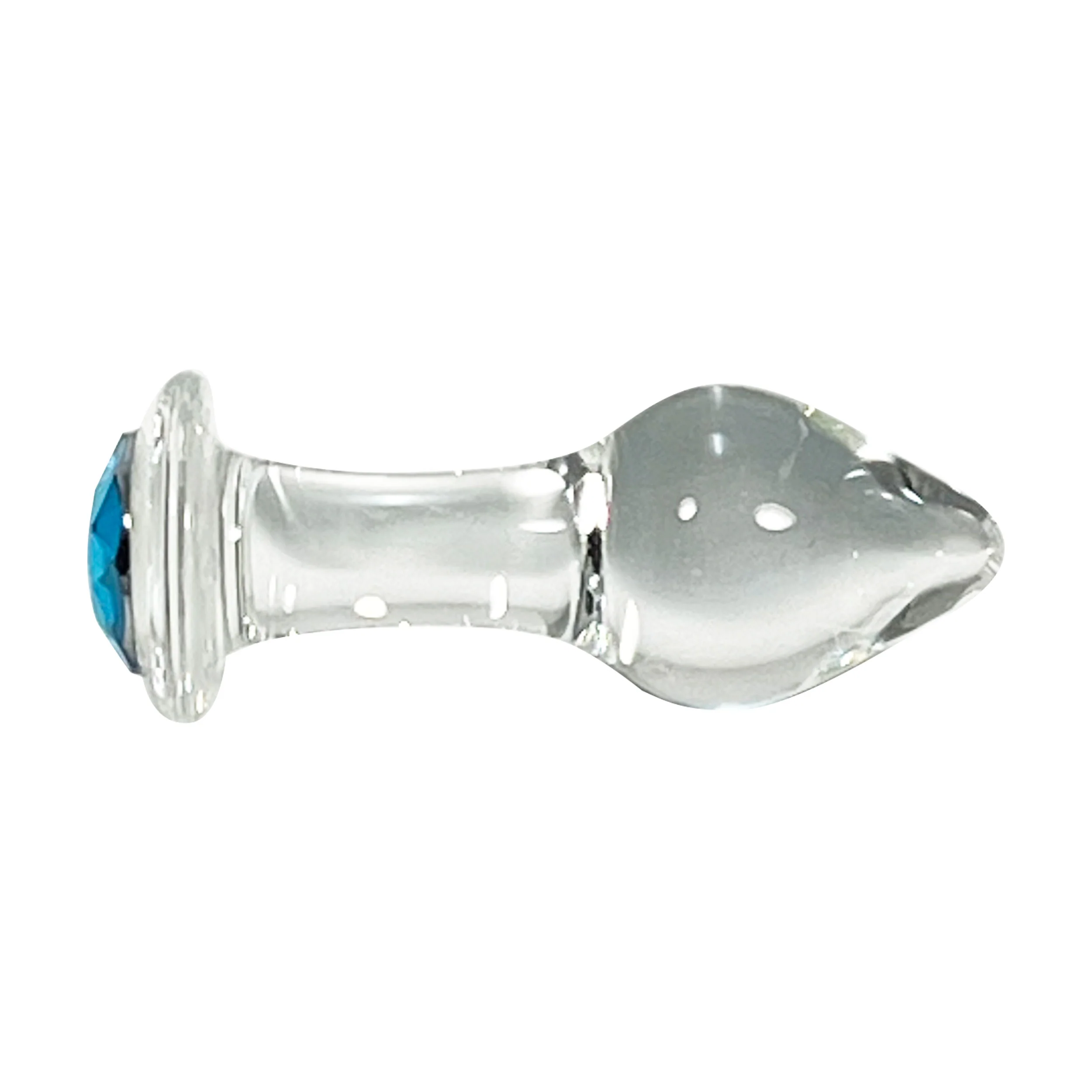 Fetish Pleasure Play Small Glass Blue Jeweled Butt Plug - Image 2