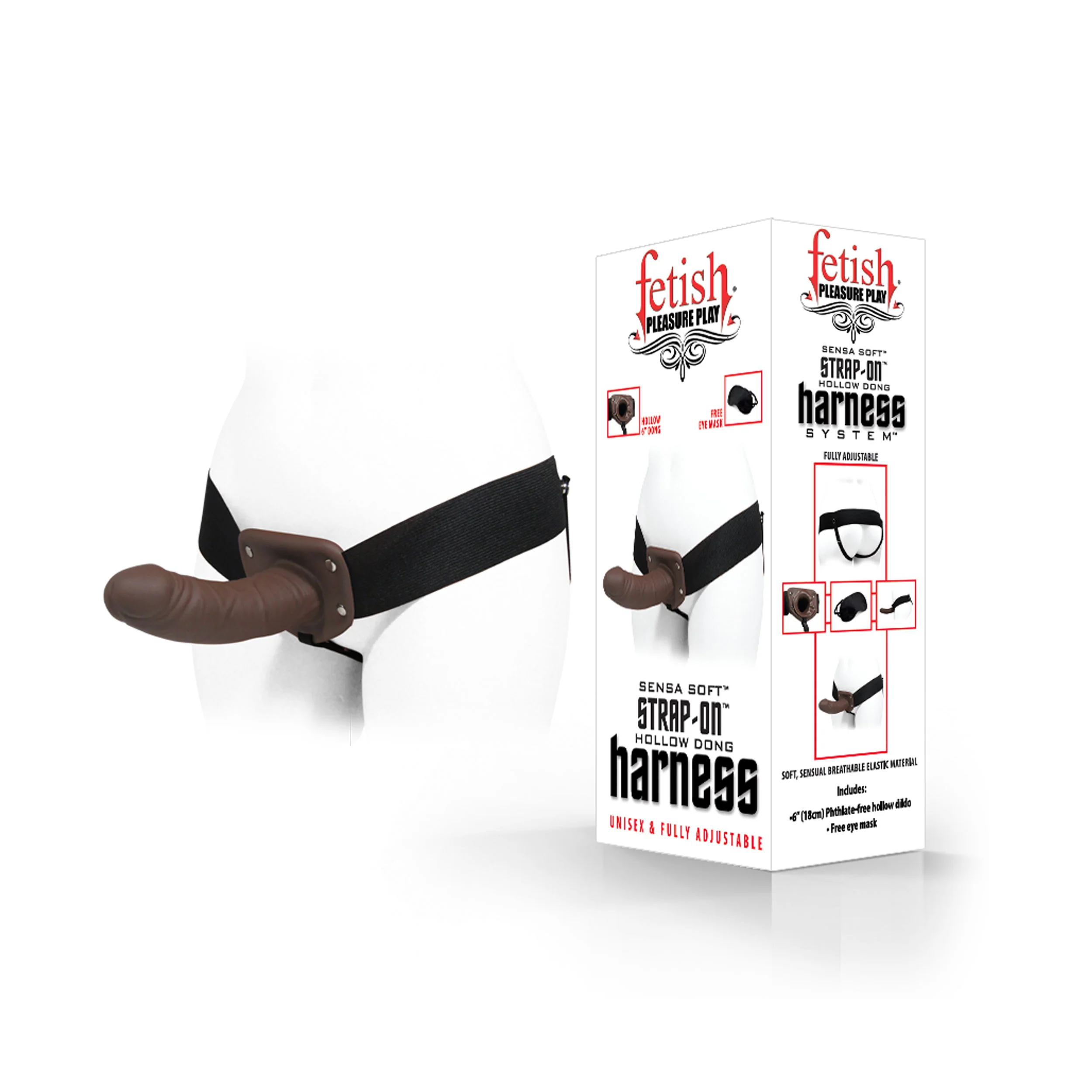 Fetish Pleasure Play Strap-On Harness System w/6" Dong- Brown - Image 2