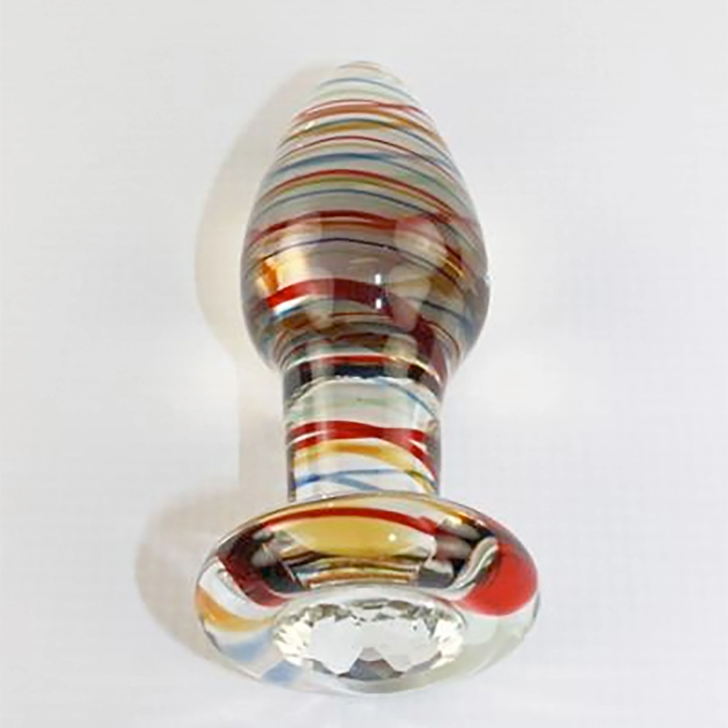 Glass Erotic Play Rainbow Swirl Anal Plug