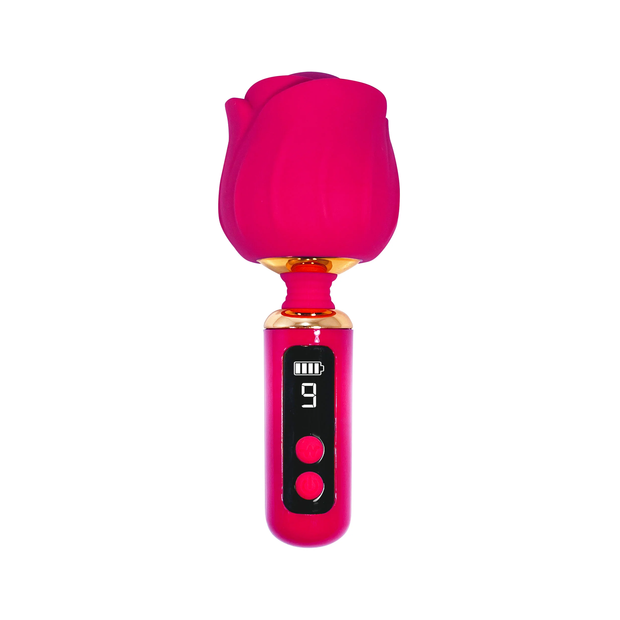 Glitter Gems Rose Vibrator Wand in Pink