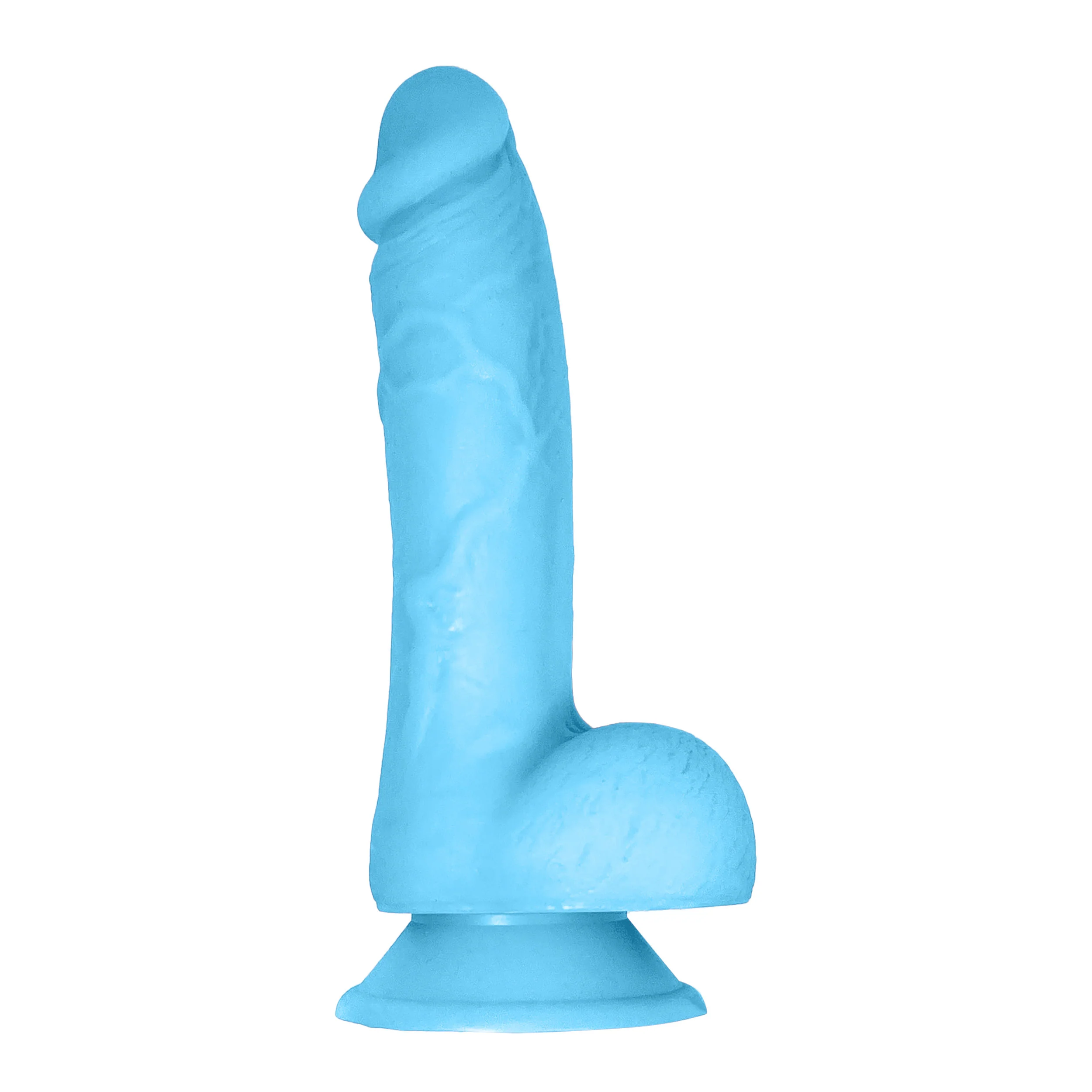 Glow-in-the-Dark 7" Velvet Silicone Dildo in Midnight Blue