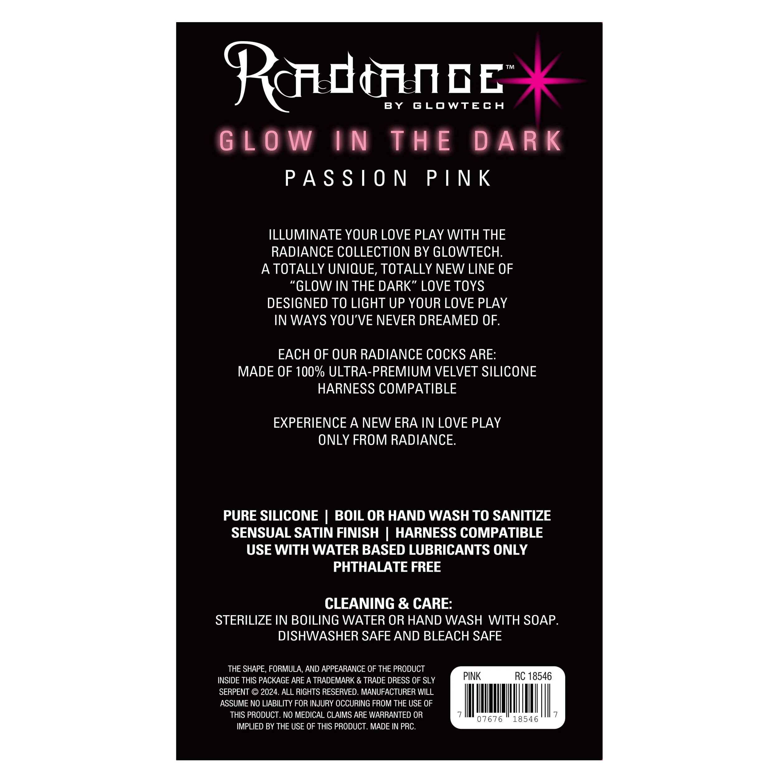 Glow-in-the-Dark 7" Velvet Silicone Dildo in Passion Pink - Image 2