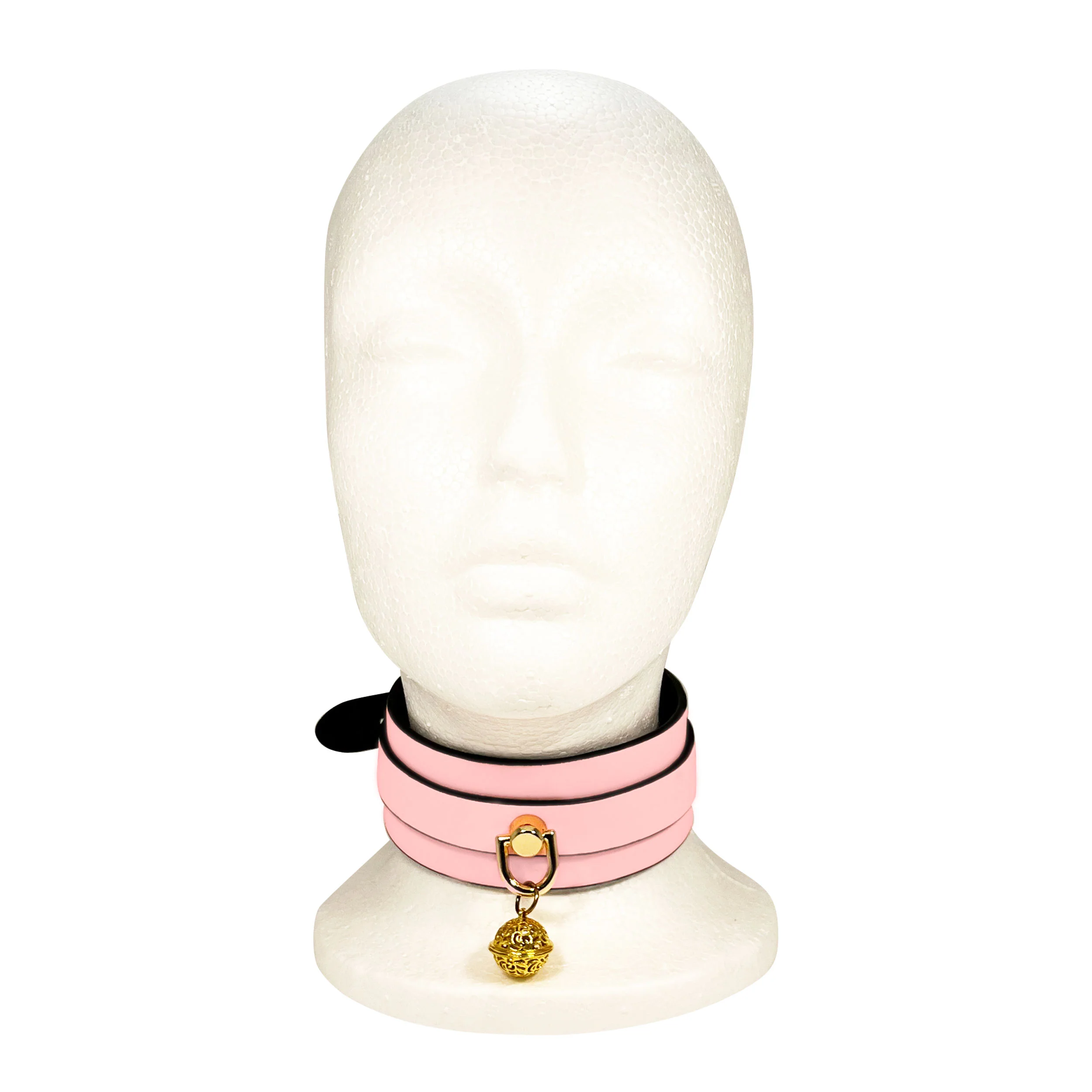 Glow in the Dark Collar and Leash with Brass Bell by Fetish Pleasure Play in Pink - Image 2