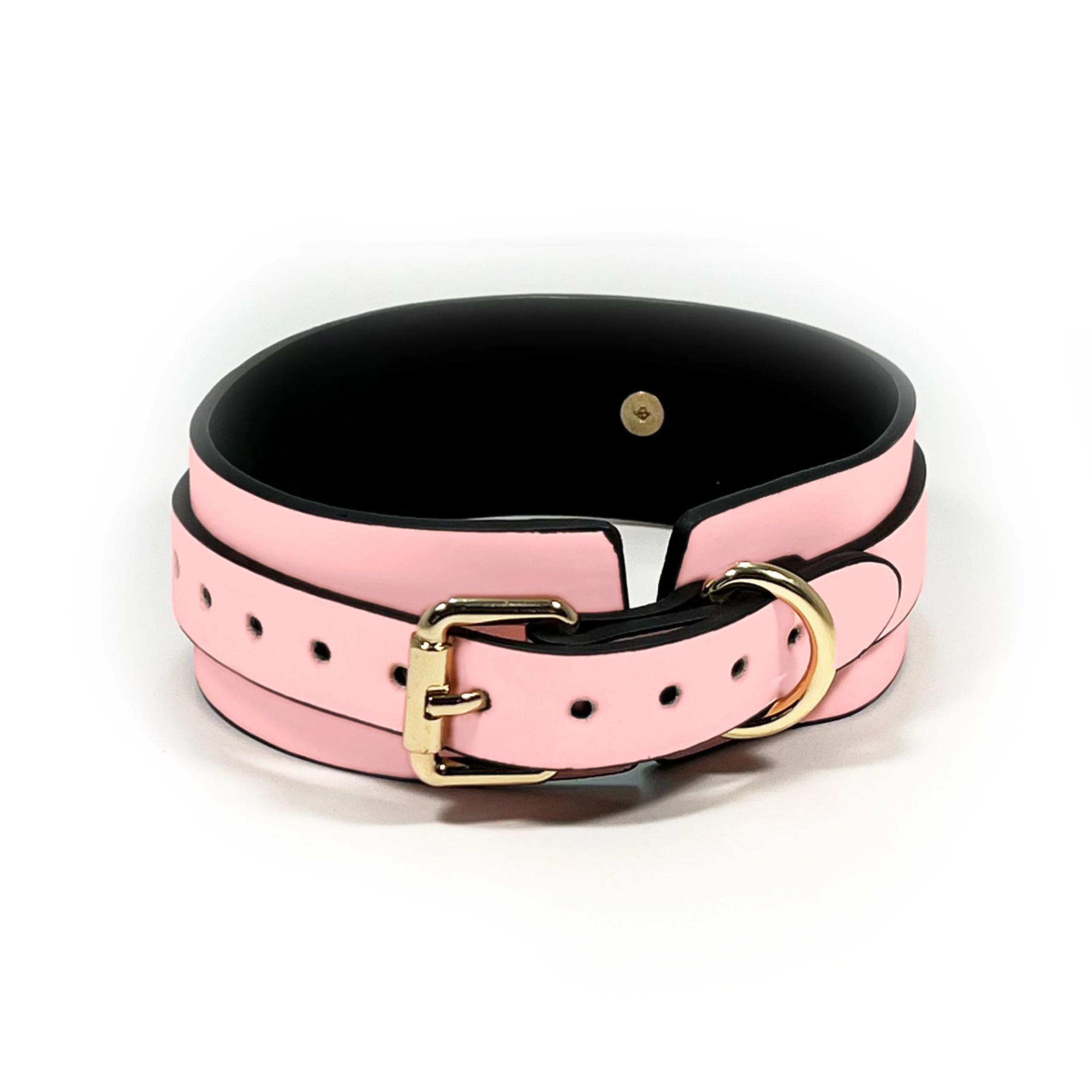 Glow in the Dark Collar and Leash with Brass Bell by Fetish Pleasure Play in Pink - Image 4