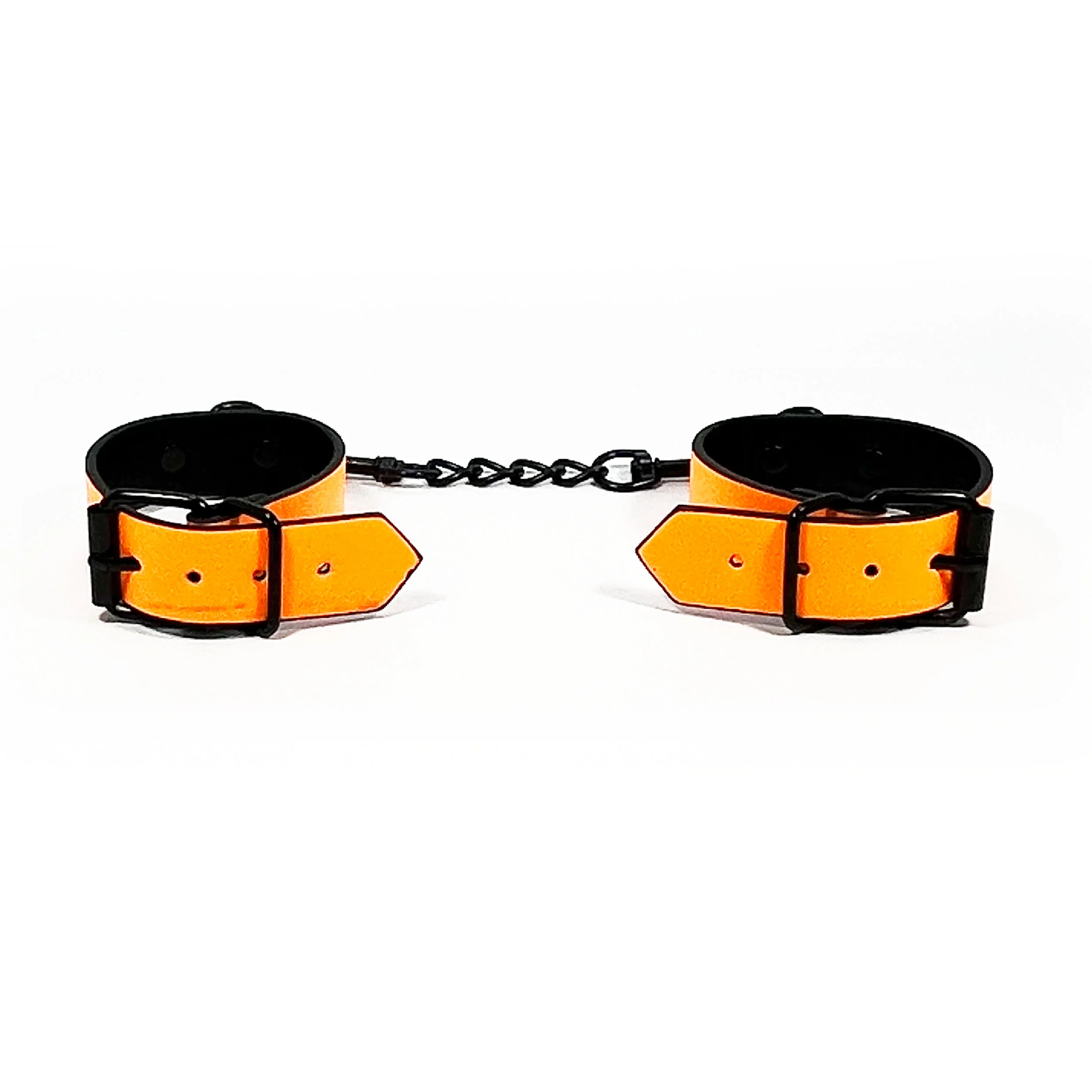 Glow in the Dark Wrist Cuffs by Fetish Pleasure Play in Orange - Image 3