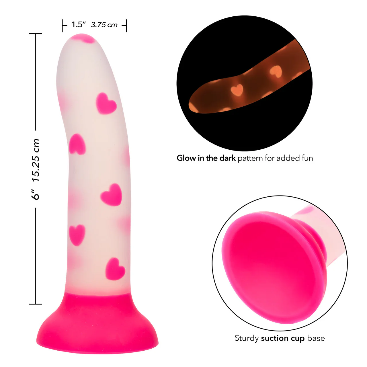 Glowstick Glow-in-the-Dark Hearts Dildo - Image 3