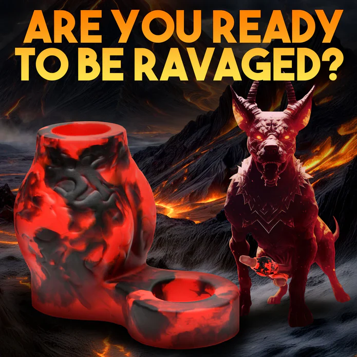 Hell Hound Silicone Penis Sleeve + Ball Stretcher - Medium by Creature Cocks - Image 2
