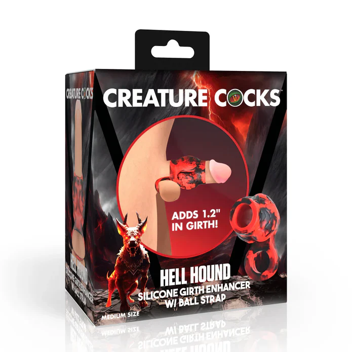 Hell Hound Silicone Penis Sleeve + Ball Stretcher - Medium by Creature Cocks - Image 5
